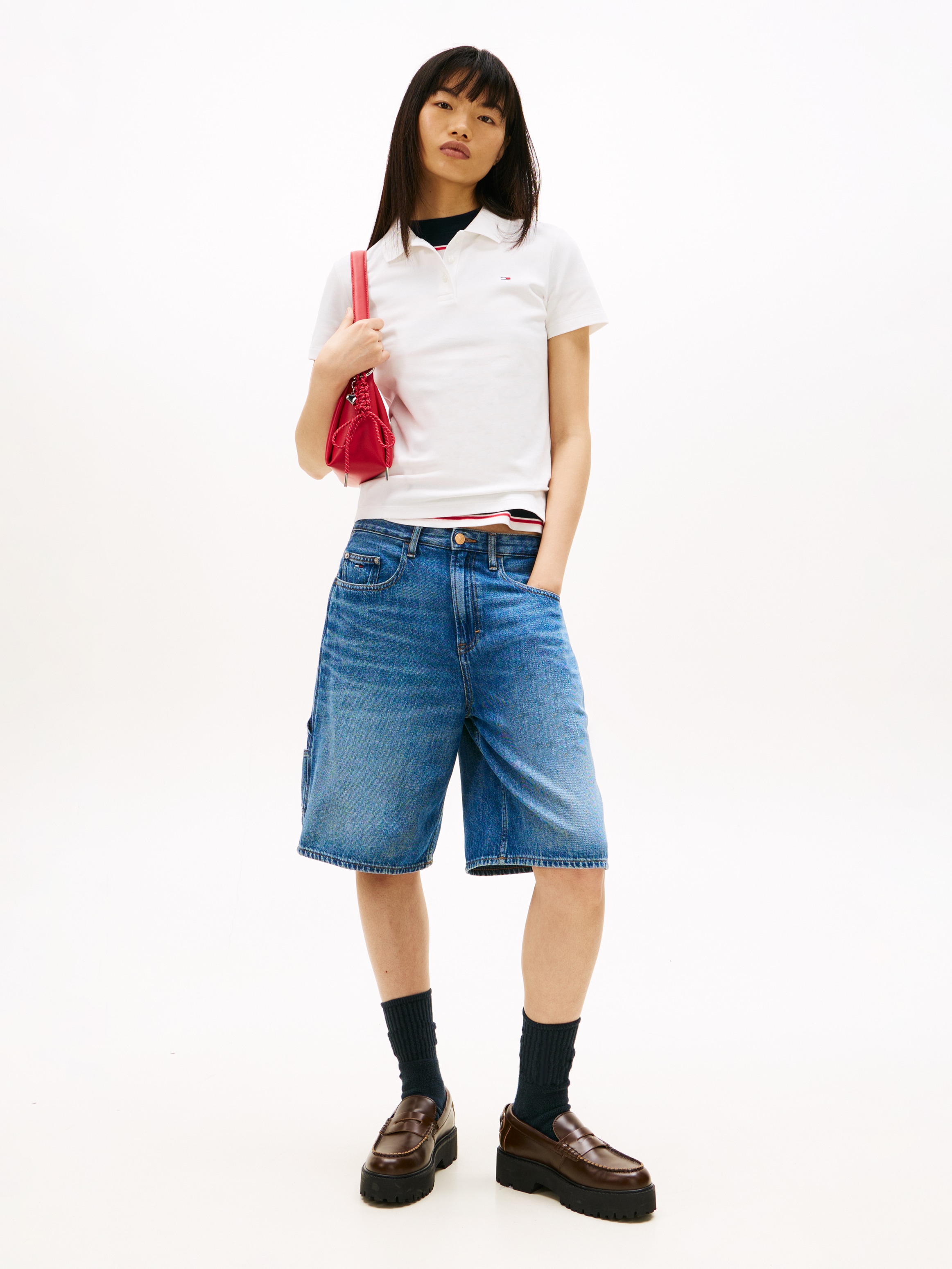 Tommy Jeans Poloshirt »TJW SLIM ESSENTIAL POLO SS« mit Logostickerei