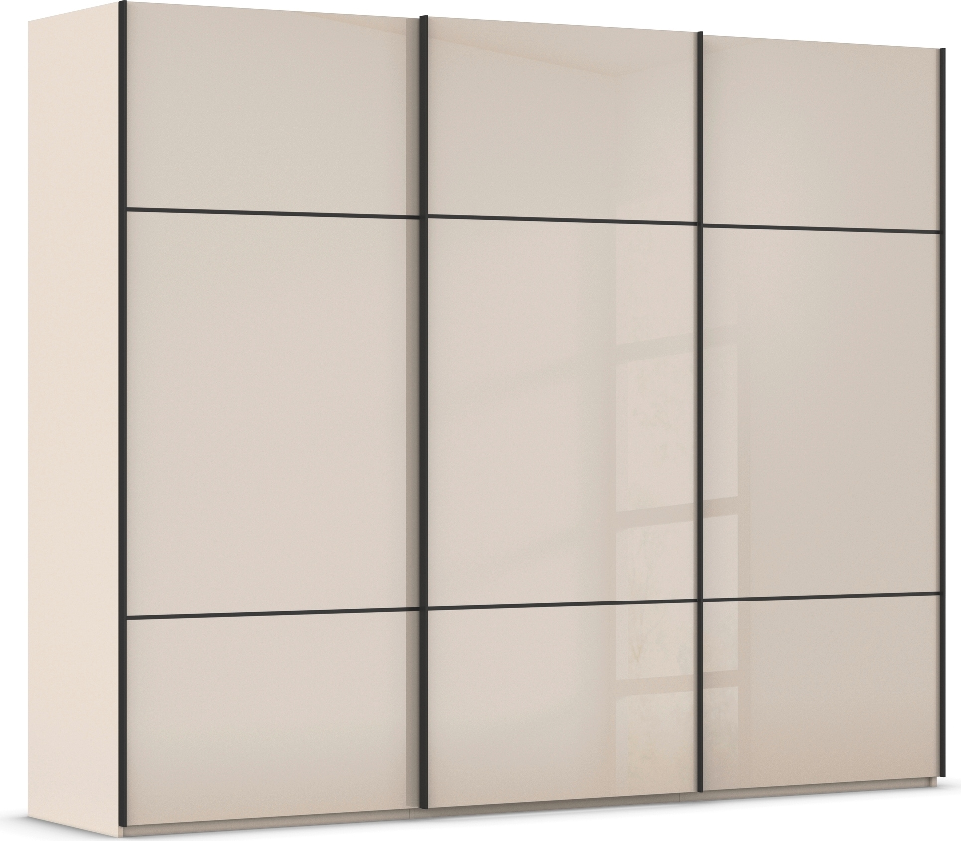 rauch "Kleiderschrank Schrank Garderobe Schlafzimmerschrank SCALE-TRIO" edle dreigeteilte Front mit 2 Zierleisten Glasfront MADE IN GERMANY