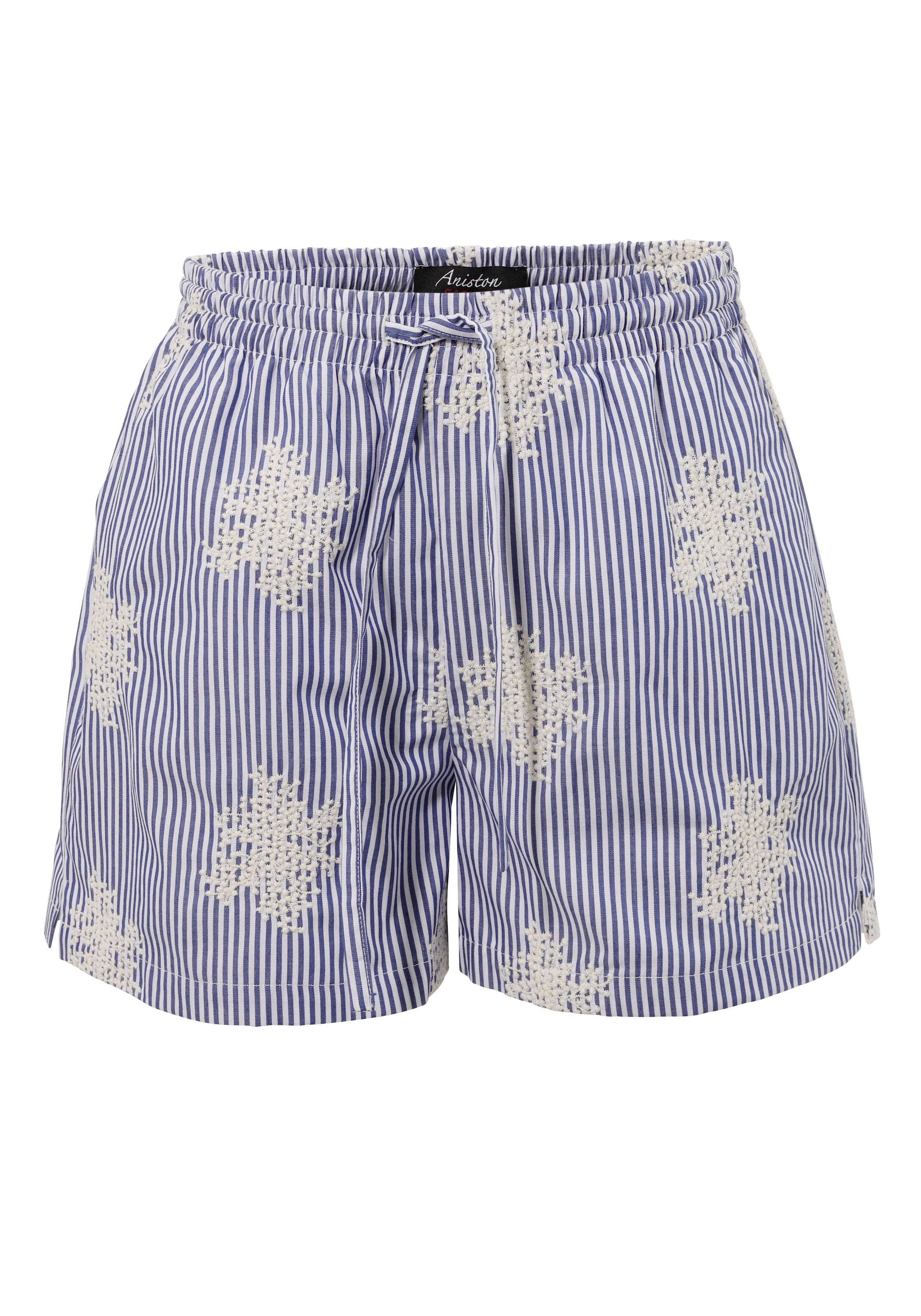 Aniston CASUAL Shorts, gestreift und aufwändig mit Stickerei verziert
