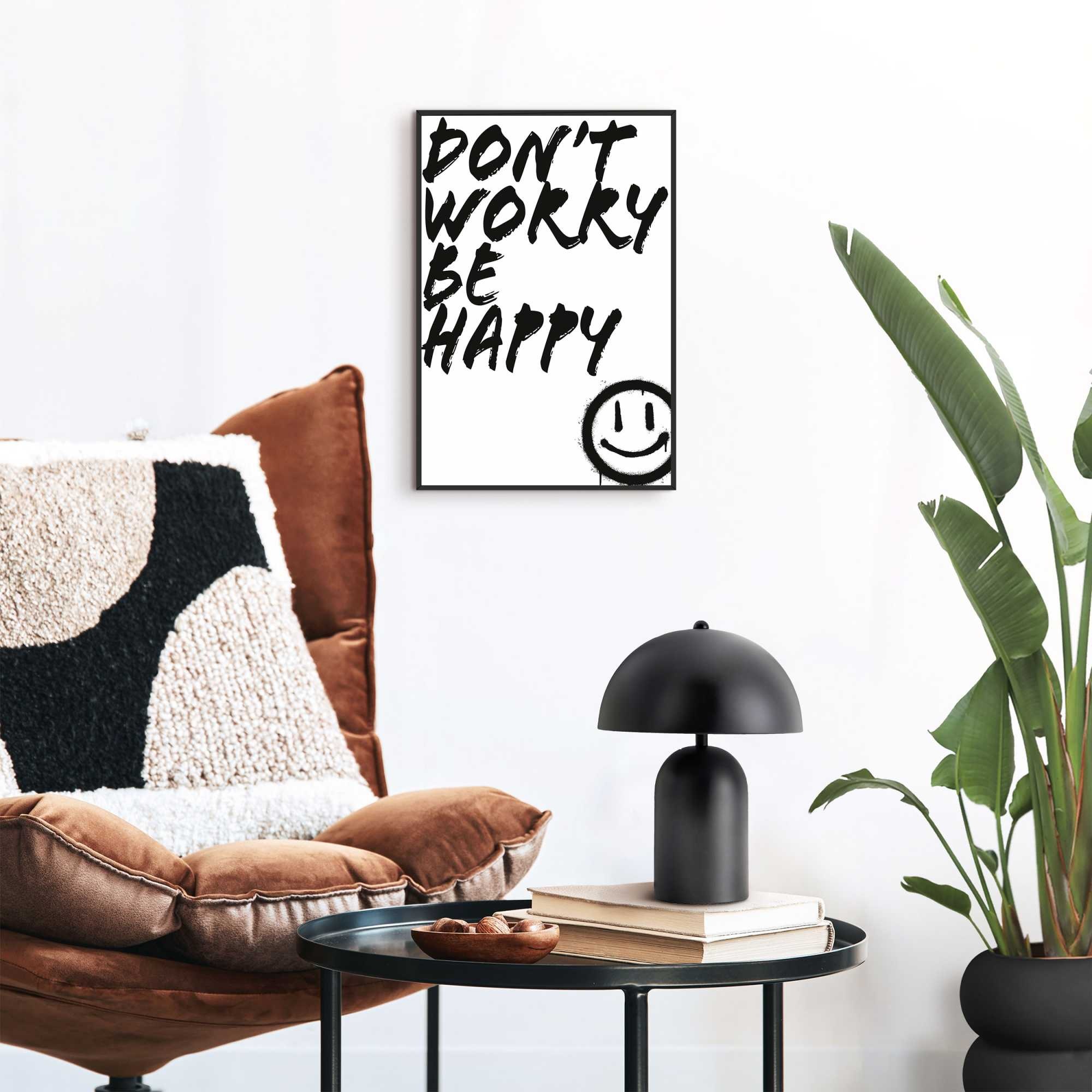 Reinders! Poster »Don't Worry«, Toilette - Be Happy - Schwarz-Weiß - MDF - Sprüche - 20x30 cm