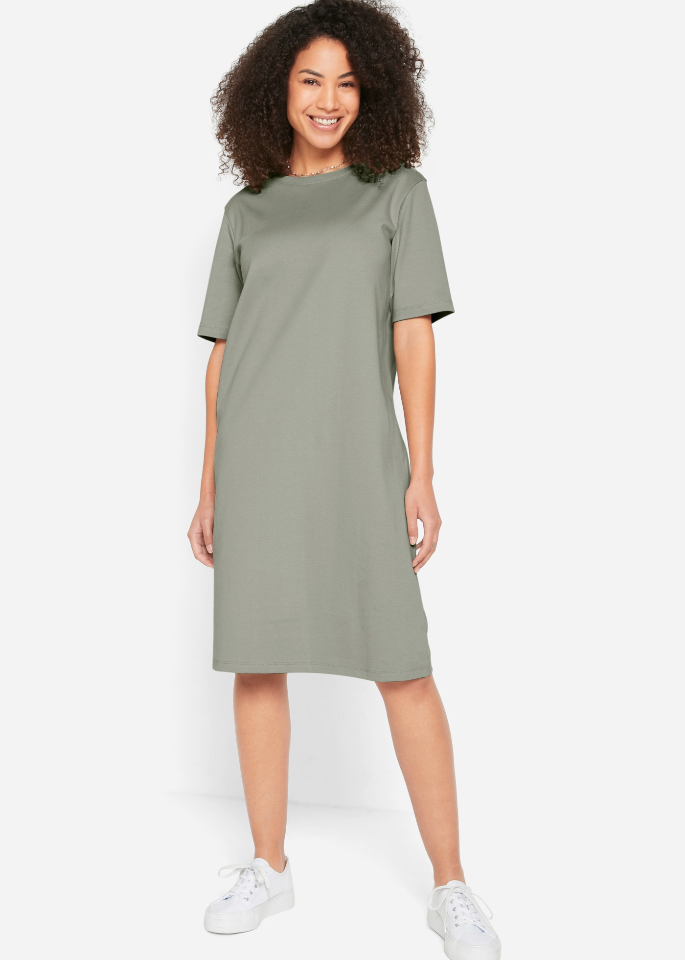 bonprix Shirtkleid »Oversize-T-Shirtkleid aus reiner Baumwolle (2er Pack)« Packung, 2 Stk. tlg. für Alltag, mit Rundhalsausschnitt, Kurzarm, Oversize Passform