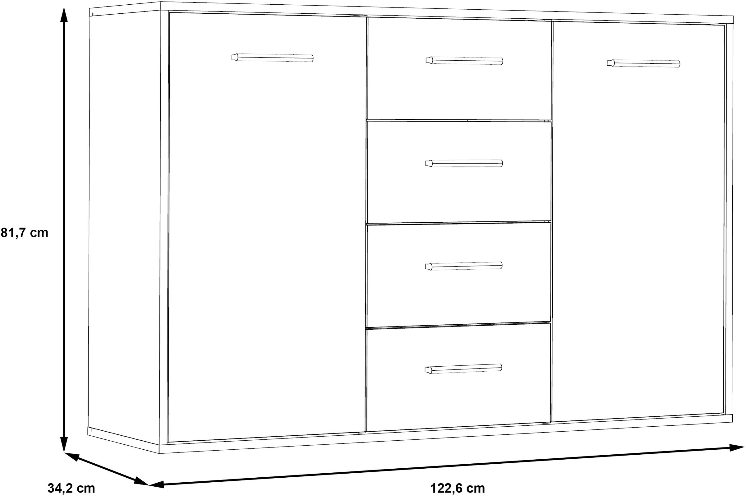 FORTE Sideboard »Sideboard, verschiedene Dekore, Schubkästen« B/H/T 122,6/81,7/34,2 cm, Stauraum