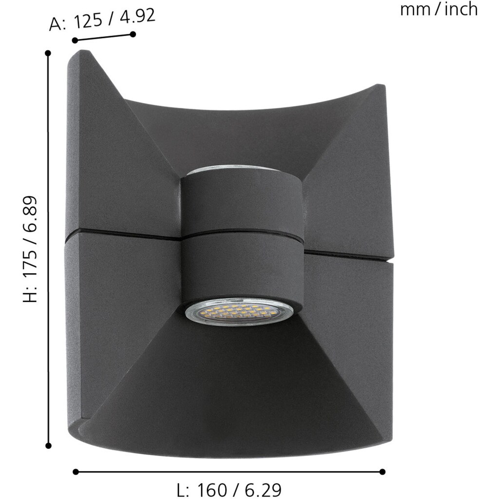 EGLO LED Außen-Wandleuchte »Redondo«, 2 flammig-flammig, Eckmontage möglich, LED tauschbar