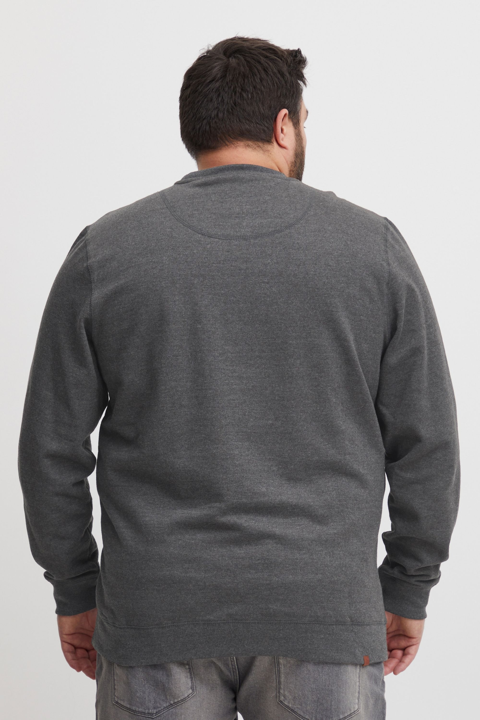Longpullover BLEND "BHAlex Big & Tall", Herren, Gr. 5XL, charcoal mix, Sweatware, 60% Baumwolle, 40% Polyester, unifarben, regular fit normal, Rundhals, eingesetzt, Pullover Longpullover, Klassisches Sweatshirt mit Rundhalsausschnitt in großen Größen 6