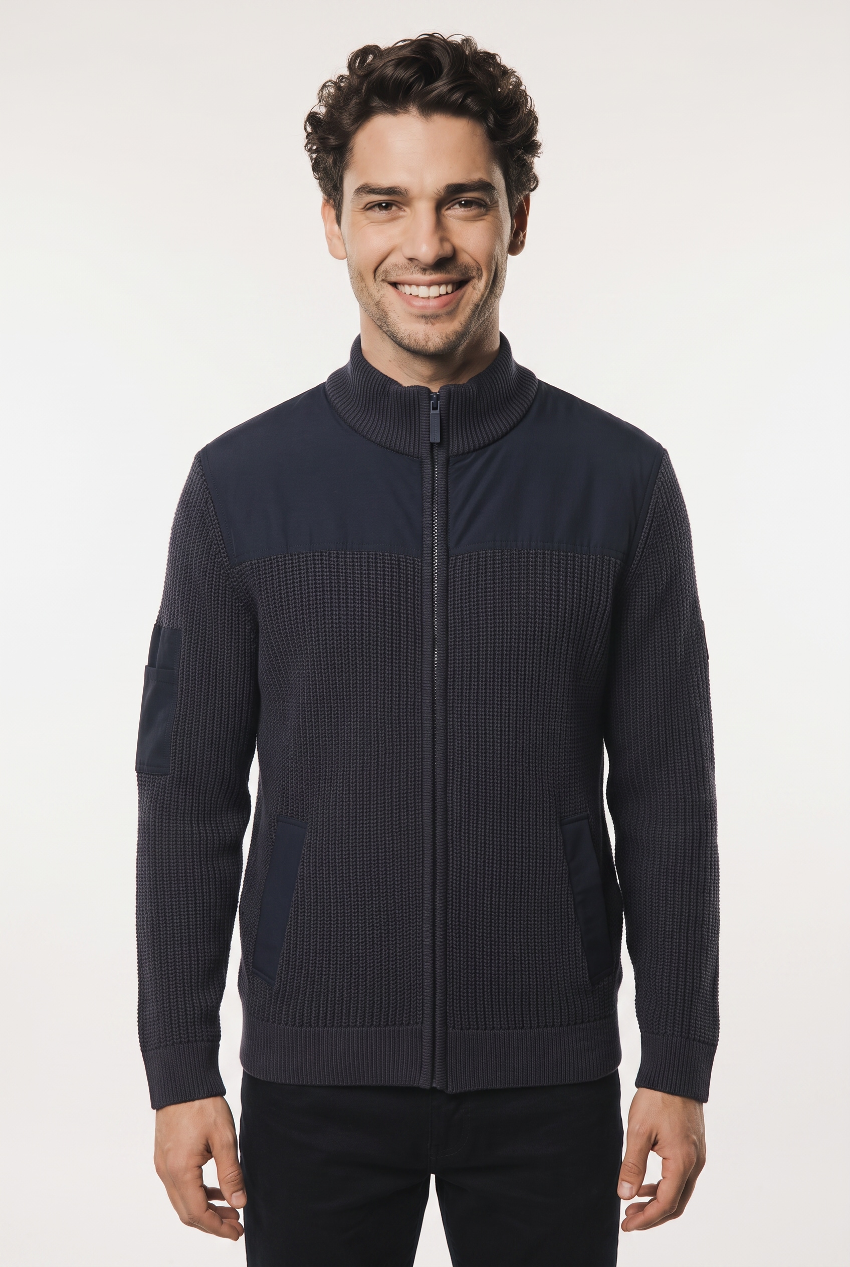 TOM TAILOR Strickjacke mit Logo Stickerei