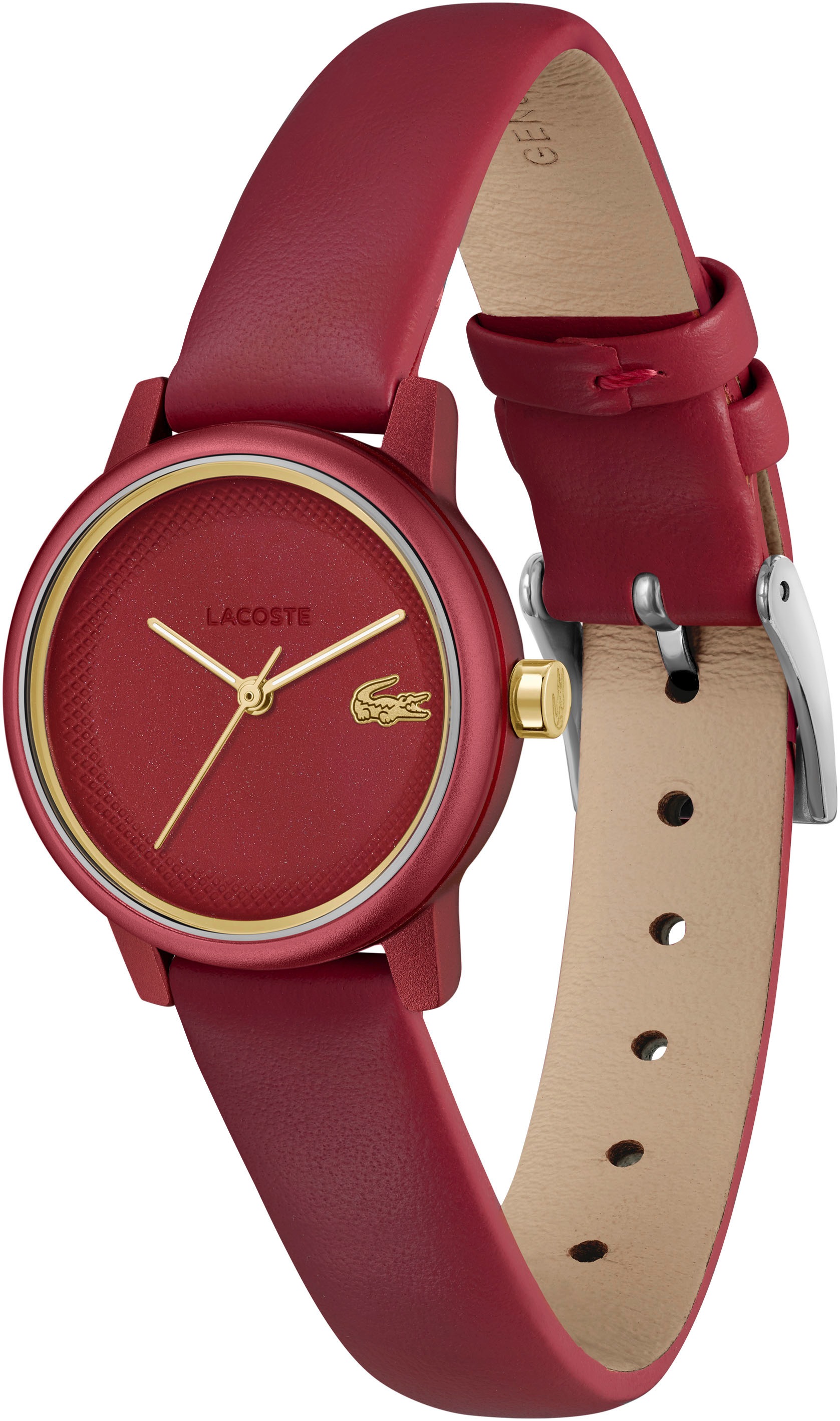 Lacoste Quarzuhr »LACOSTE 12.12 SWIFT«, Armbanduhr, Damenuhr, Lederarmband, analog