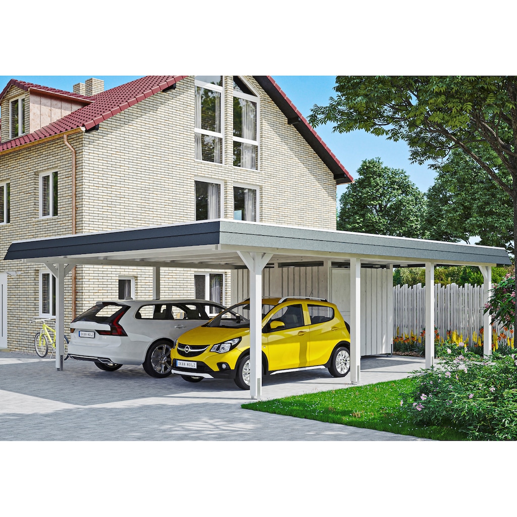 Skanholz Doppelcarport »Wendland«, Leimholz-Nordisches Fichtenholz, 550 cm, weiß