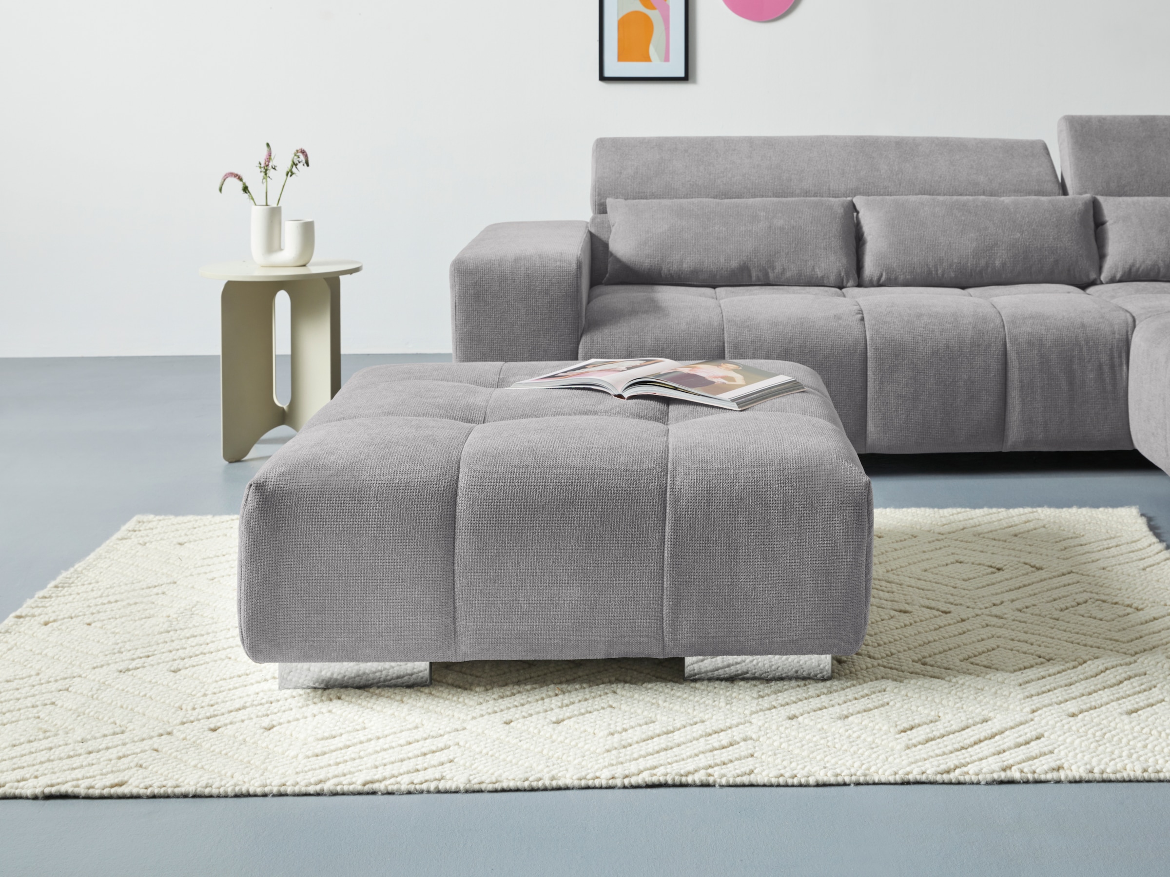Hocker COTTA, B:103cm H:42cm T:103cm, grau, 90% Polyester, 10% Polyamid, Büro, Hocker, "Orion"