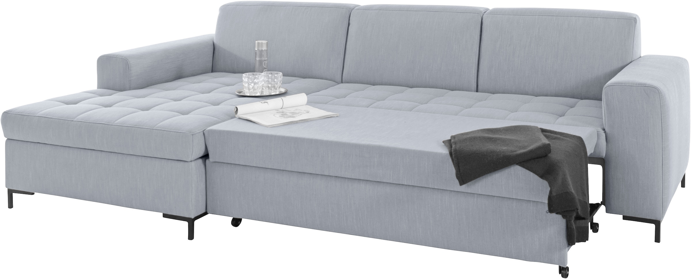 OTTO products Ecksofa »Grazzo L-Form«, hochwertige Stoffe aus recyceltem Material, Steppung im Sitzbereich