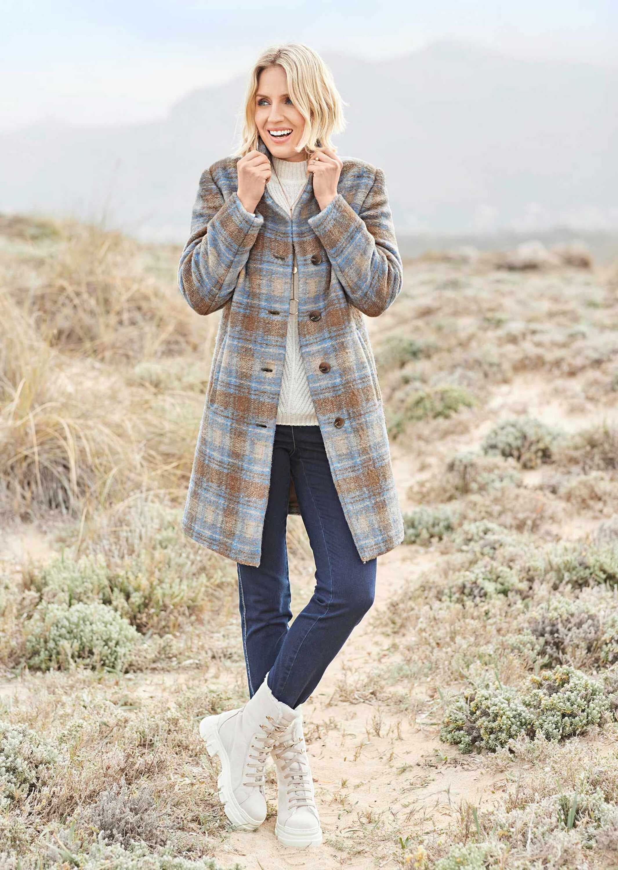 GOLDNER Langmantel »Kurzgröße Kurzgröße - Karo-Wollmantel«