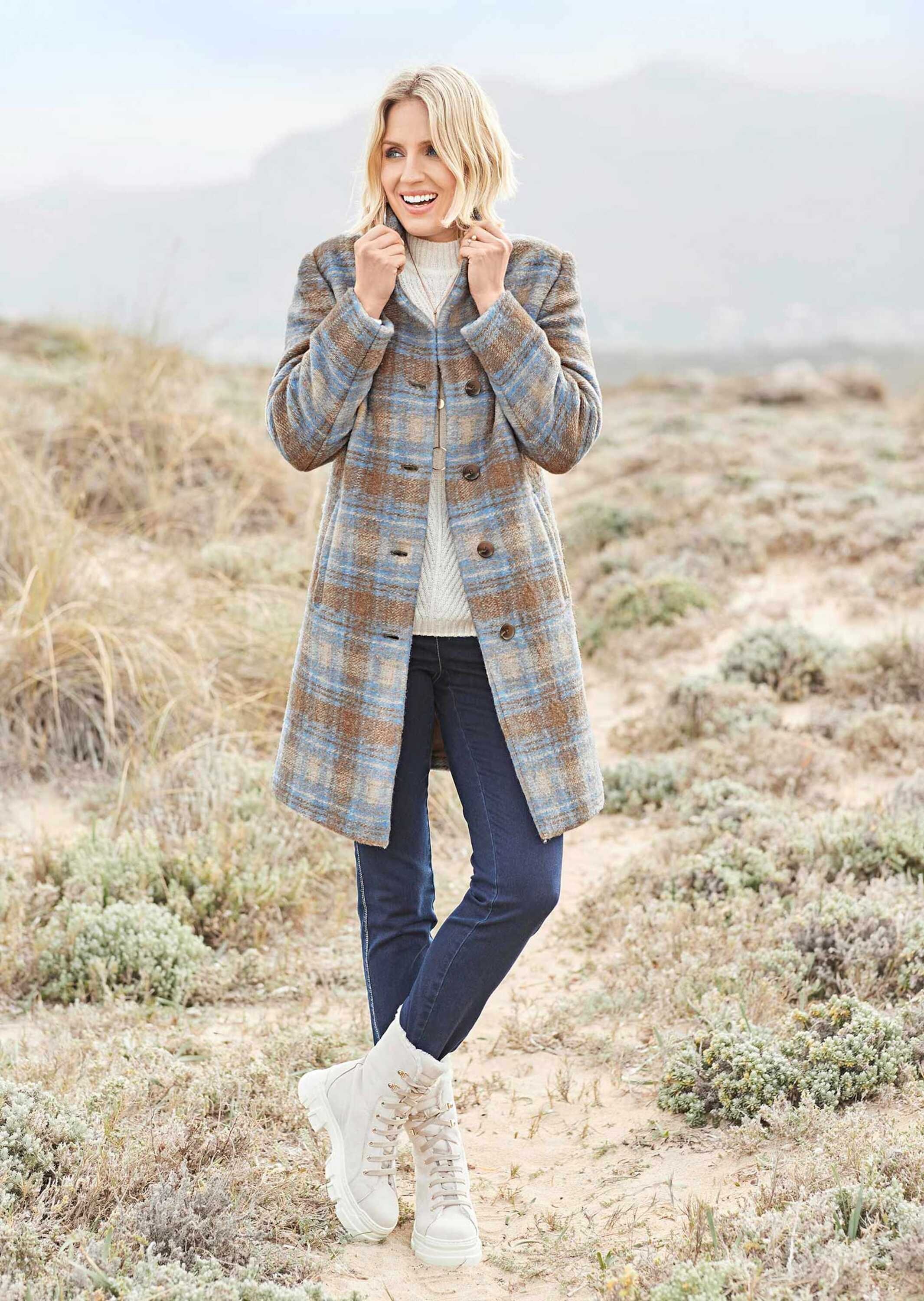 Thumbnail - GOLDNER Langmantel "Kurzgröße Kurzgröße - Karo-Wollmantel" Moderne Farbgebung