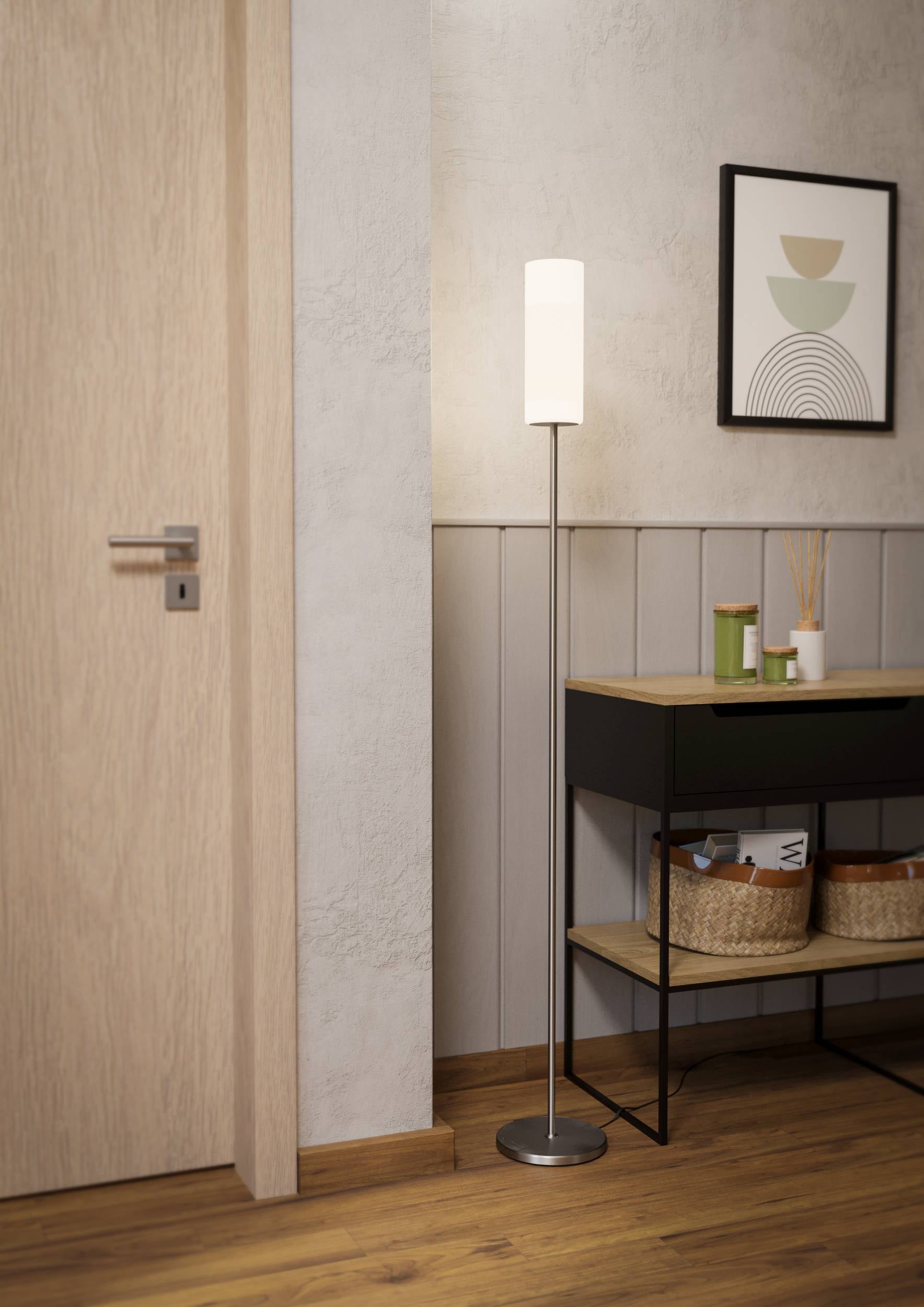 EGLO Stehlampe »Troy 3 Stehlampe, Stahl, Glas satiniert weiß, E27, inkl. Trittschalter« E27 1 Stk.