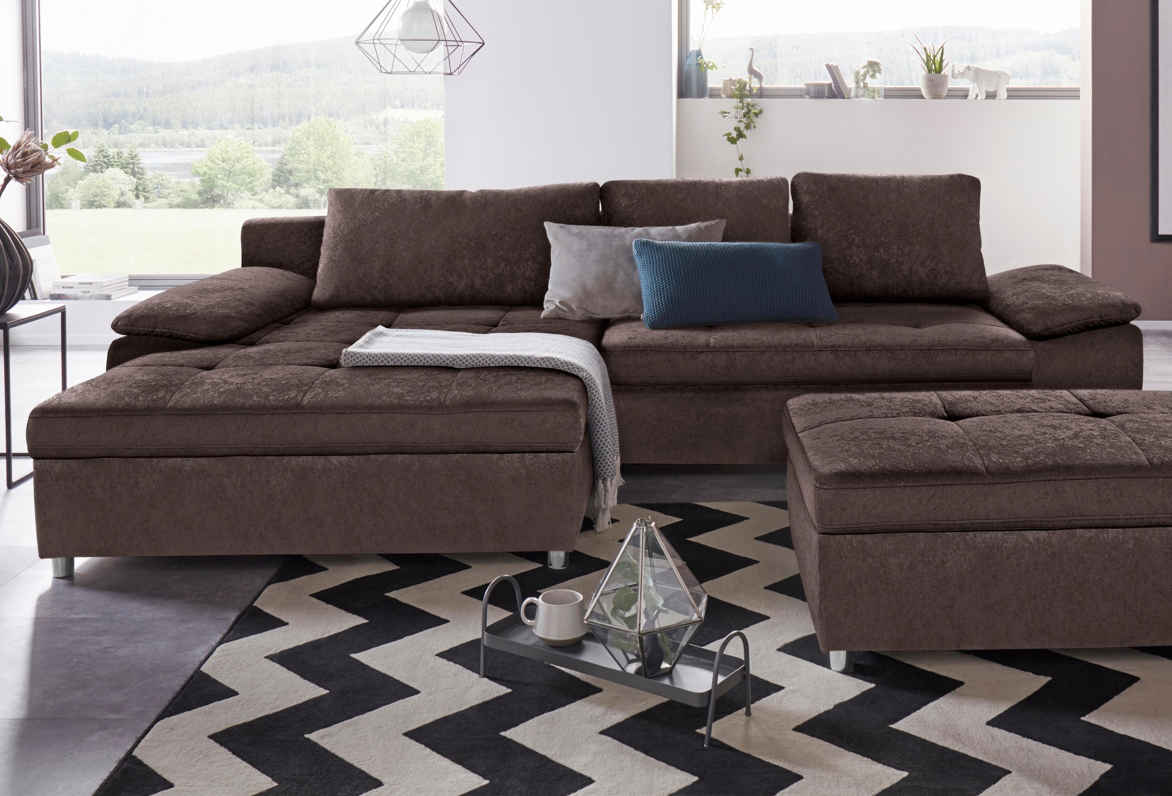 OTTO home Ecksofa "Labene, L-Form, B: 270/290 cm, Bettfunktion & Bettkasten wählbar" wahlweise mit Schlaffunktion und Bettkasten, auch als XXL-Variante