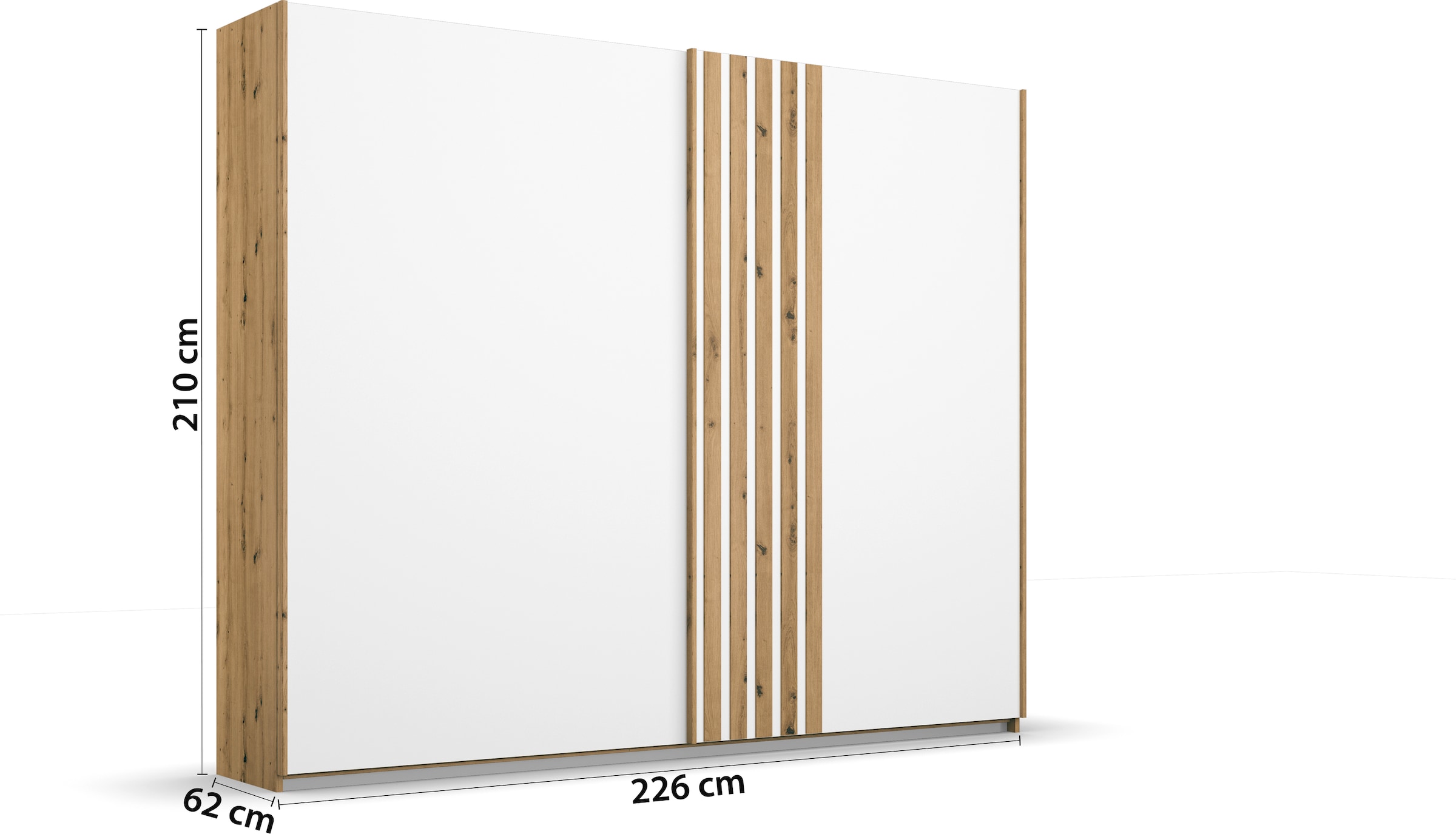 rauch Schwebetürenschrank »Kleiderschrank Schrank Garderobe MOSBACH«, moderne Lamellen-Auflage in 3D Akustikpaneel Optik MADE IN GERMANY