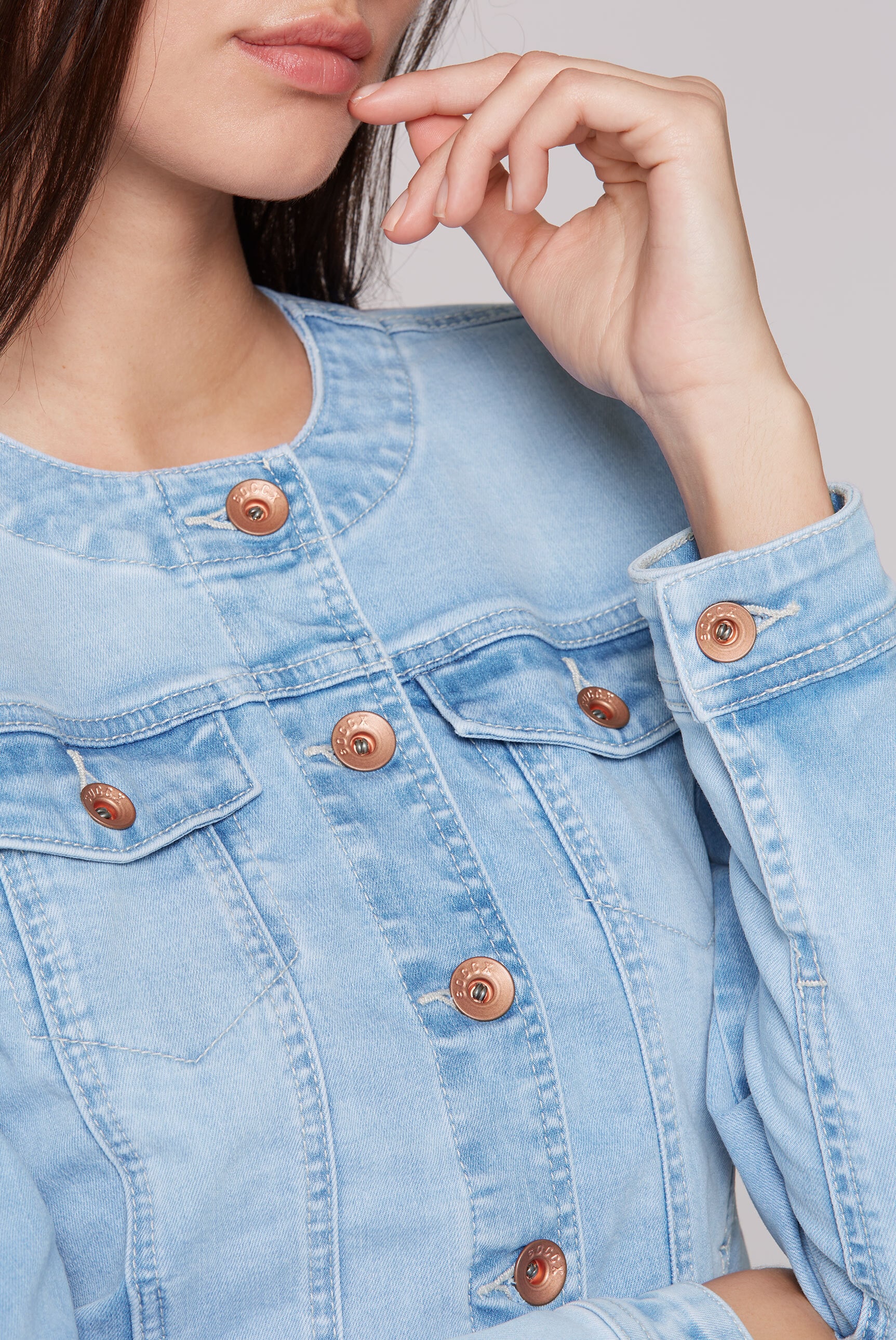 SOCCX Jeansjacke, ohne Kapuze, mit Brusttaschen