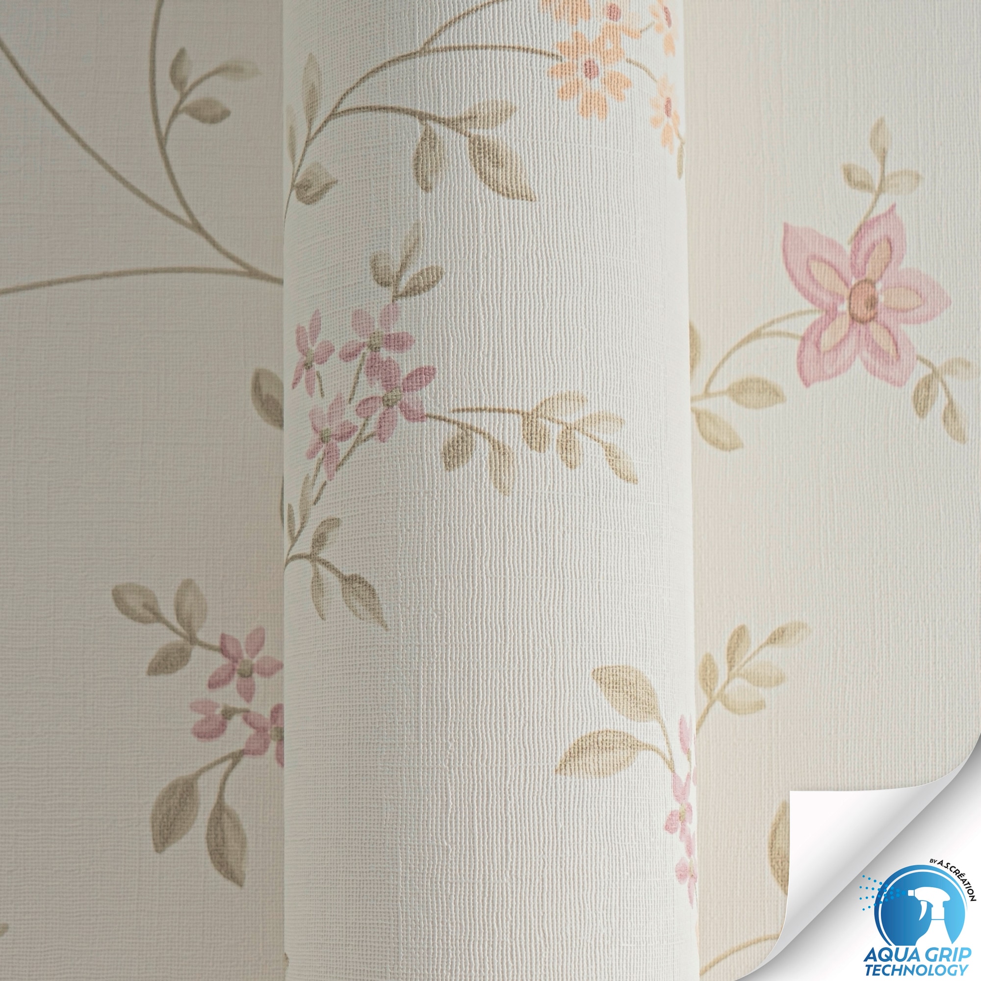 living walls Vliestapete »DesignDrop vorgeleimte Tapete Floral Mustertapete Weiß Grün Rosa«, matt, florale Vliestapete vorgekleistert für Schlafzimmer Wohnzimmer Flur