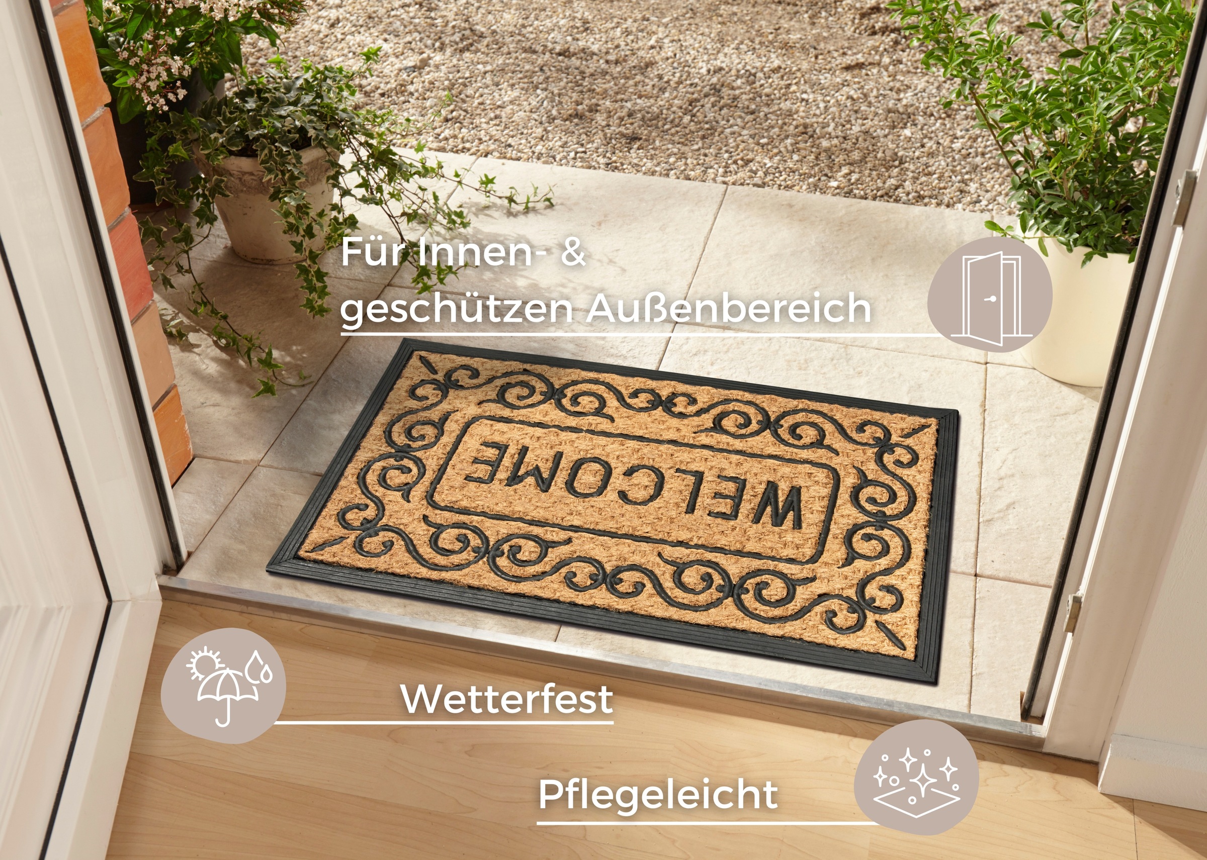 HANSE Home Fußmatte "Mix Mats Gummi-Kokos Welcome Floral Border, Türmatte" günstig online kaufen