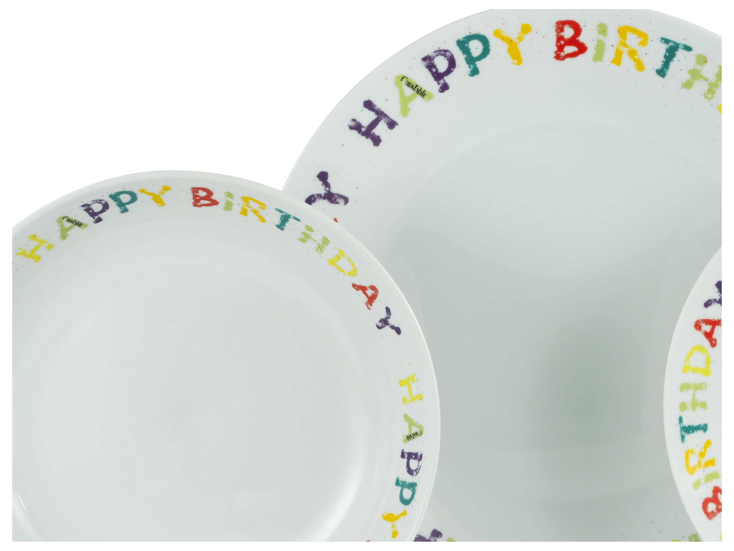 CreaTable Teller-Set »Happy Birthday, Tellerset 12-tlg.«, (Set, 12 tlg.), Fröhliches buntes Geschirr, Für alle Geburtstagsfeierlichkeiten
