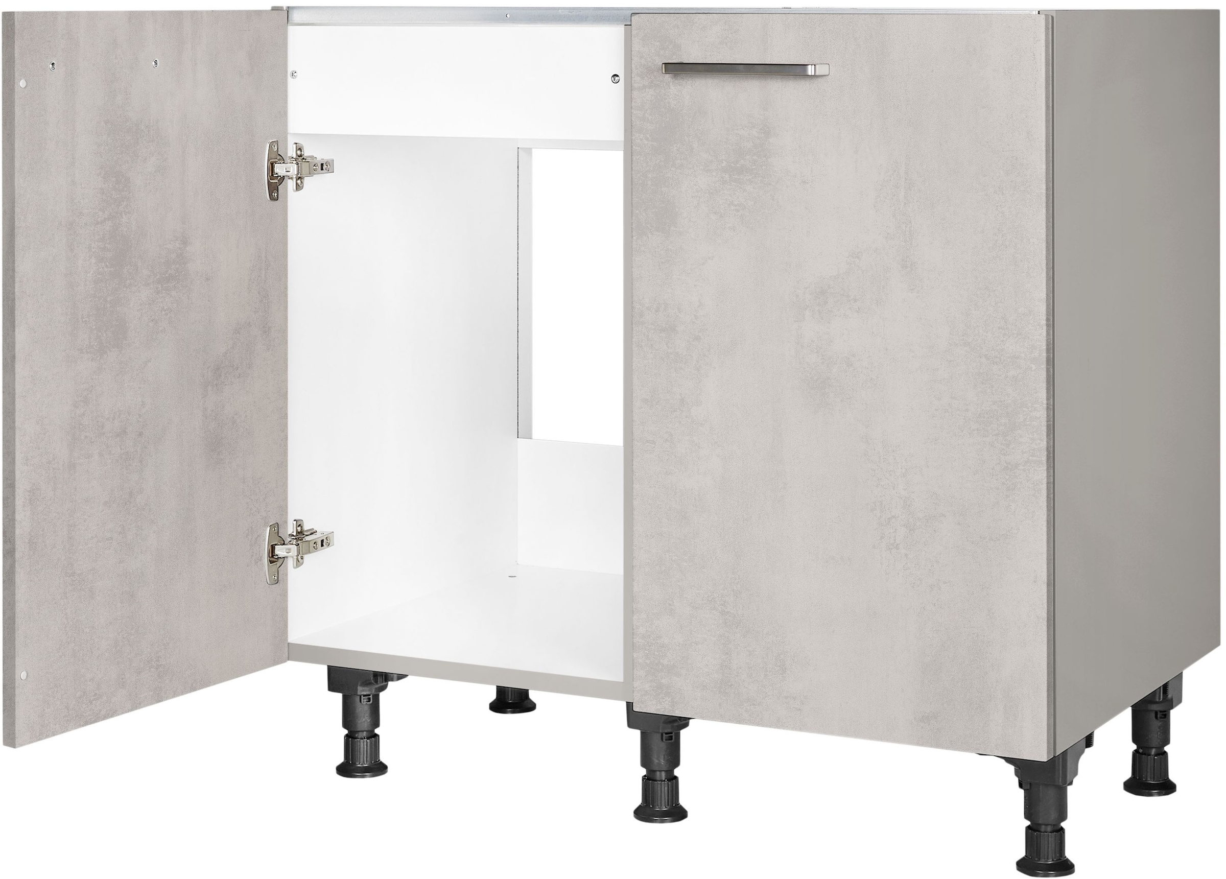 nobilia® Spülenschrank »"Riva", vormontiert, mit höhenverstellbaren Sockelfüßen,«, Breite 90 cm