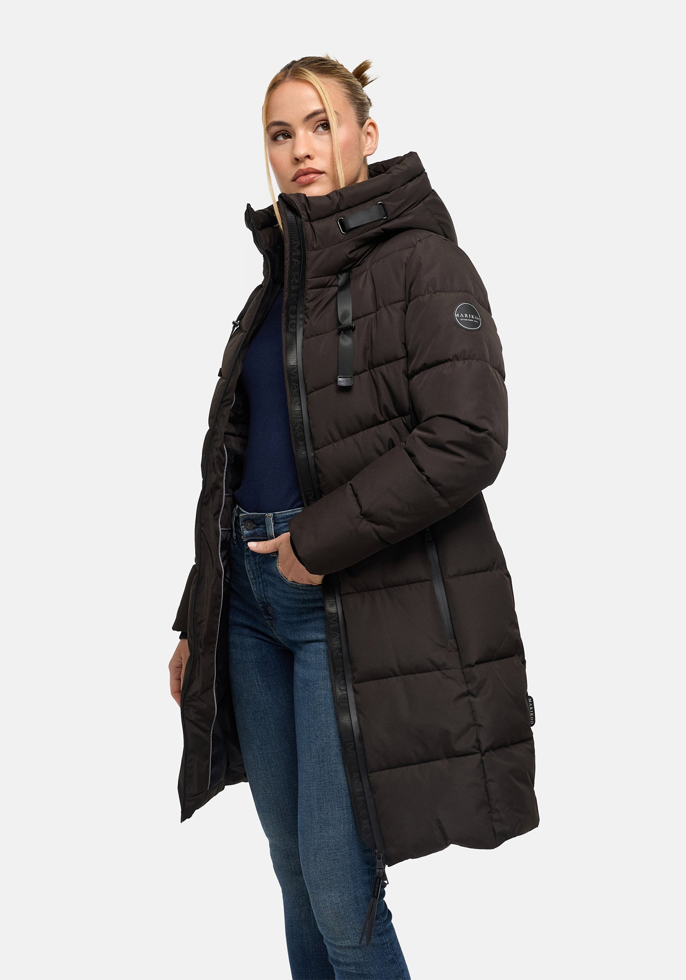 Marikoo Winterjacke »Natsukoo XVI« Stepp Mantel mit großer Kapuze