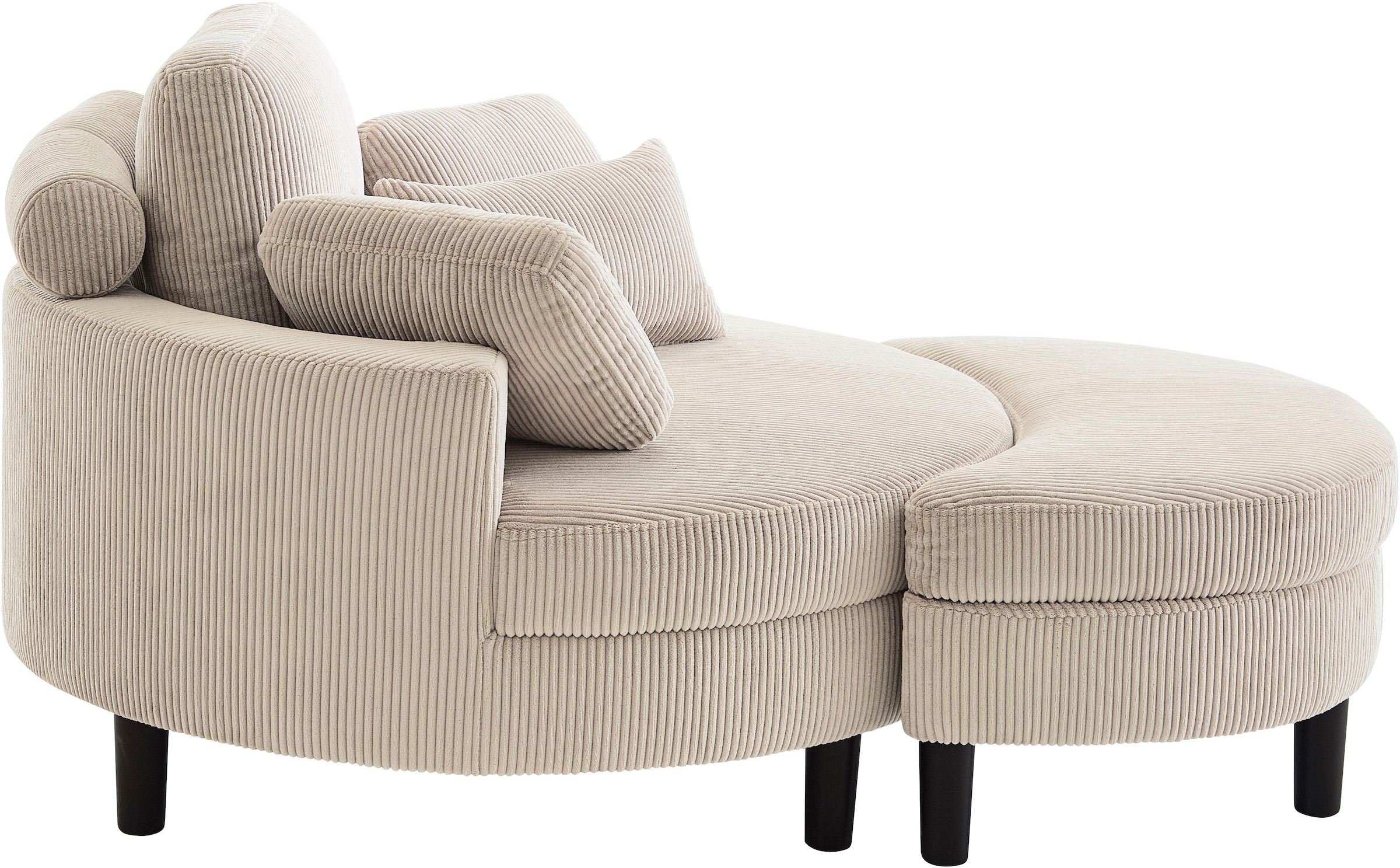 ATLANTIC home collection Loveseat »Ravi«, XXL- Sessel, inklusive Stauraumhocker, Rückenkissen & drei Zierkissen