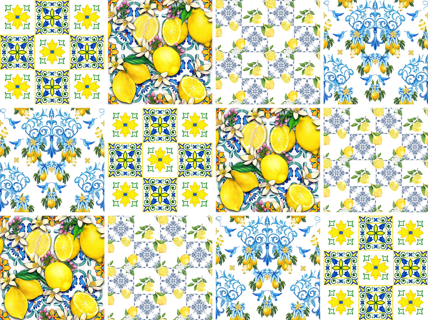 Fliesenaufkleber »Ornamente mit Zitronen«, (12 St.), selbstklebend, 12er Set