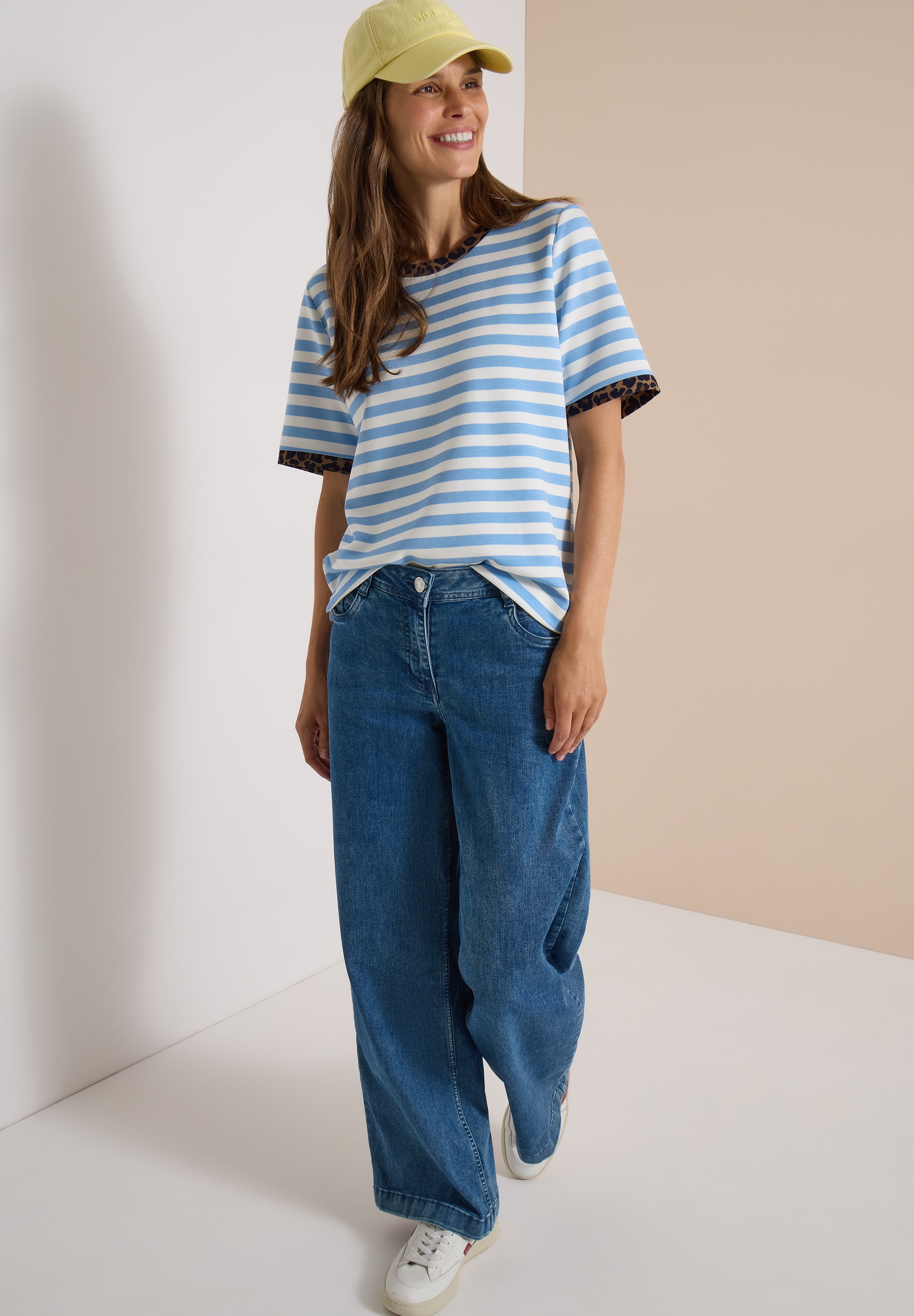 Cecil T-Shirt mit Animal-Print Details, Softer Viskosemix, Rundhals