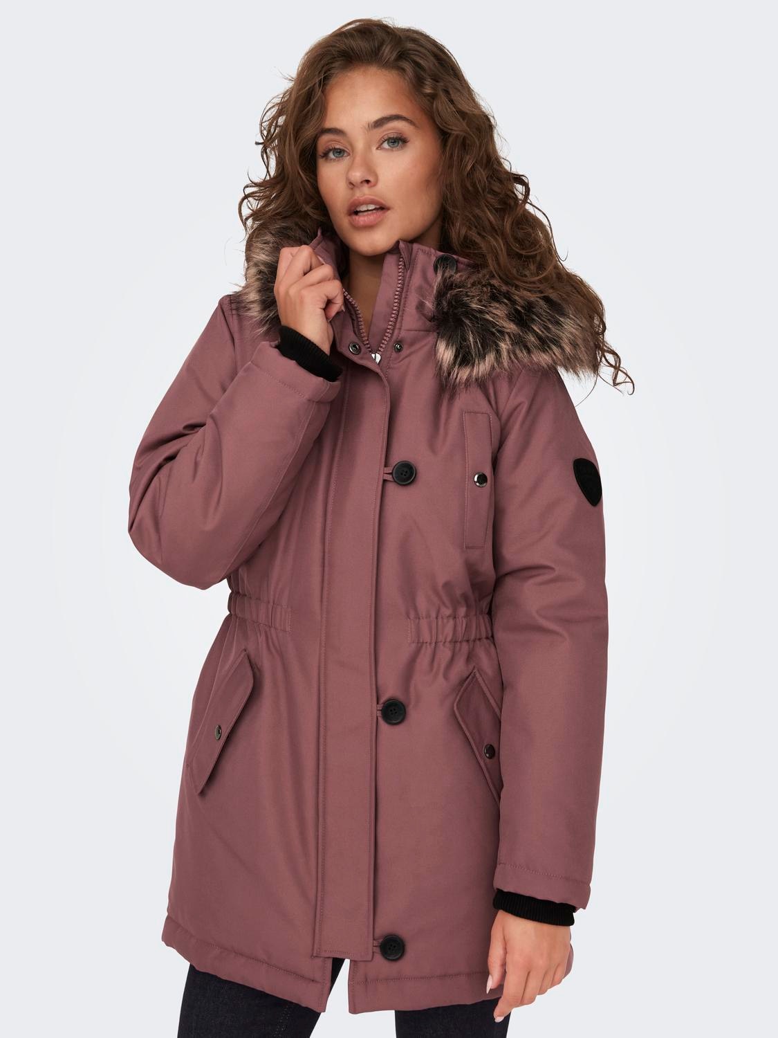 ONLY Parka "ONLIRIS FUR WINTER PARKA LIFE CC OTW", mit Kapuze, mit verdeckter Knopfleiste