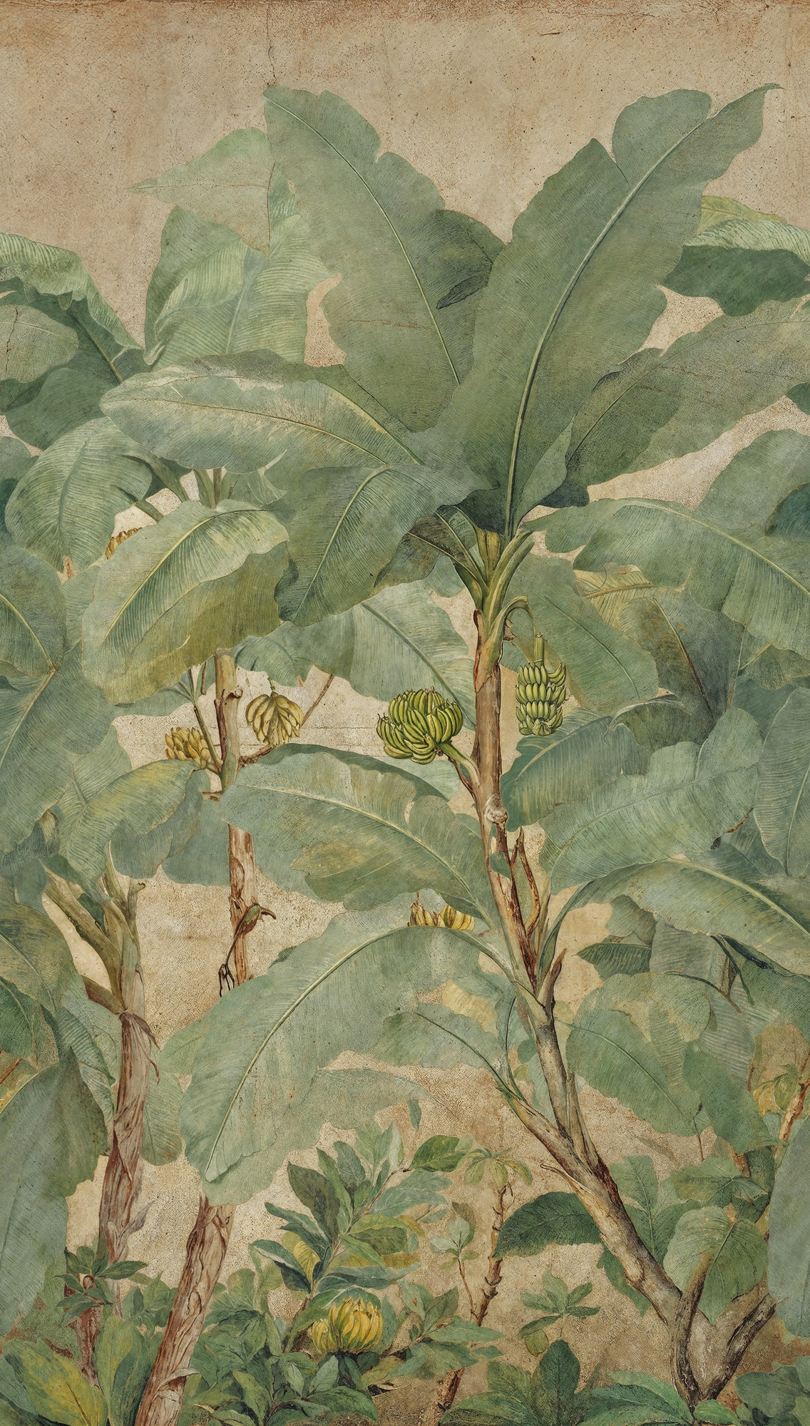 living walls Fototapete »The Wall 4 Botanic – Bananenbäume im Vintage-Stil Vlies-Fototapete« botanisch | matt | tropisch leicht strukturiert Bananenbäume im Vintage-Stil mit dekorativer Tiefenwirkung