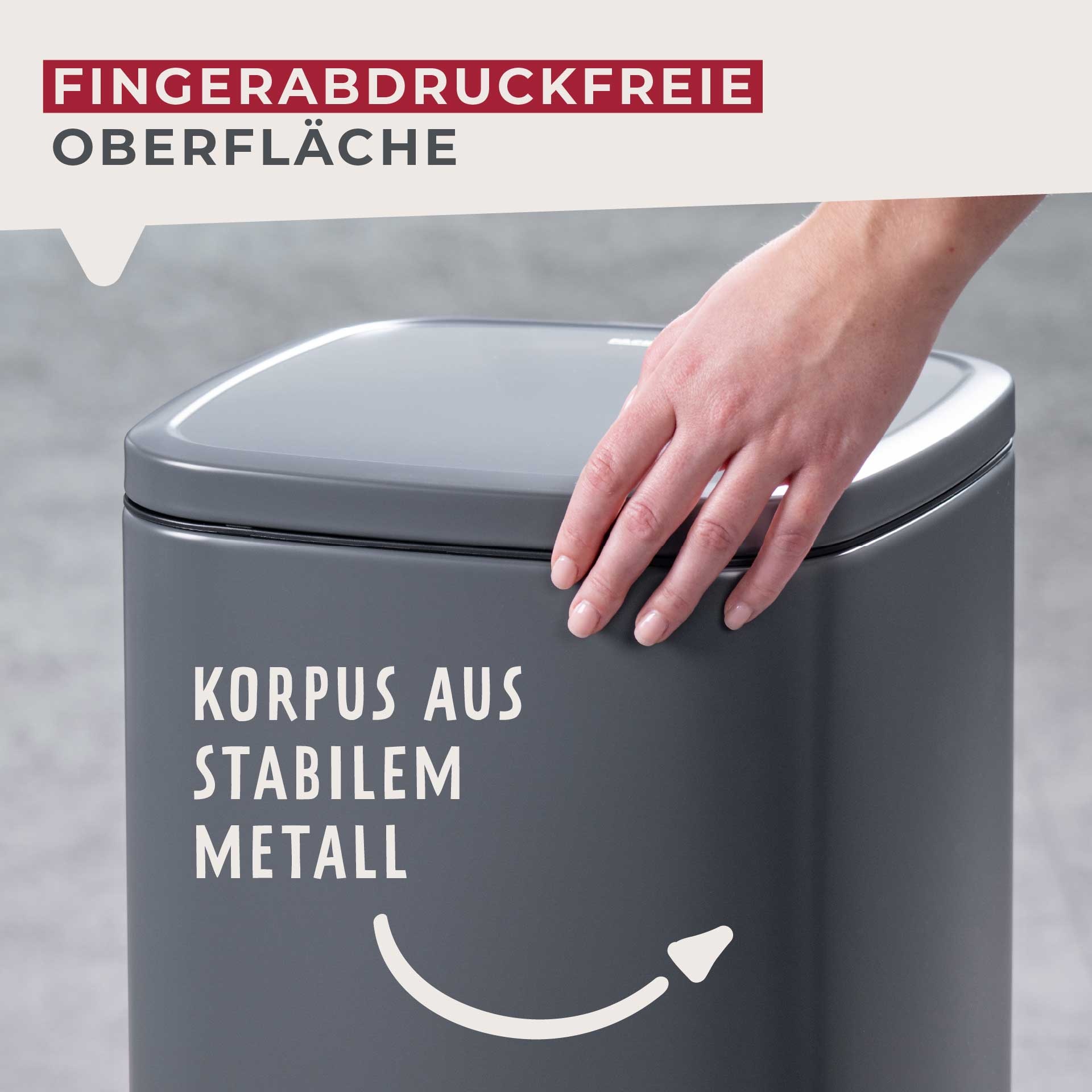 FACKELMANN Mülleimer »LONDON, Pedal-Abfalleimer 20L« 1 Behälter mit gedämpftem Deckel & Anti-Fingerprint Oberfläche, Höhe ca. 43,5 cm