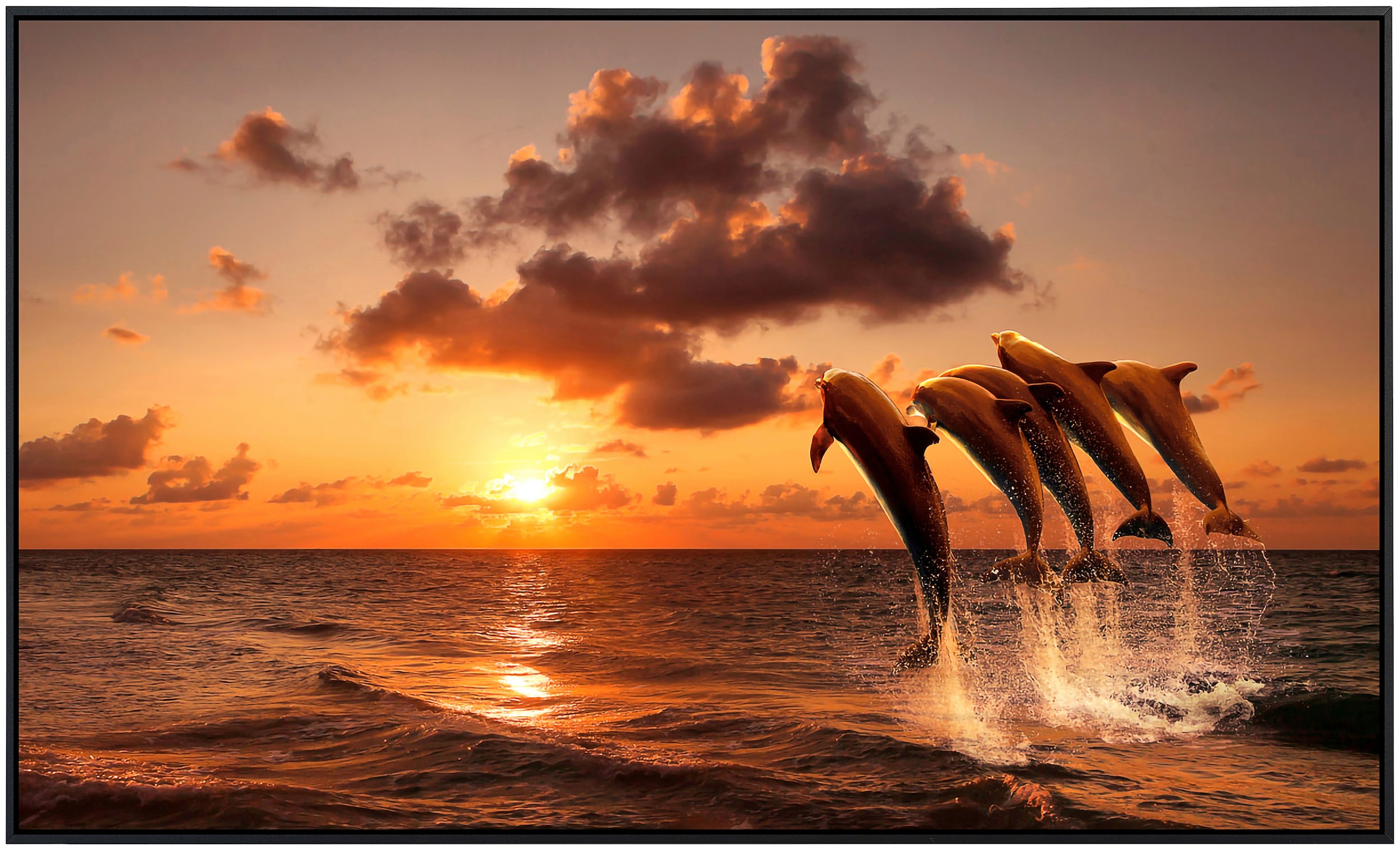 Papermoon Infrarotheizung »Sonnenuntergang springende Delfine«, sehr angenehme Strahlungswärme