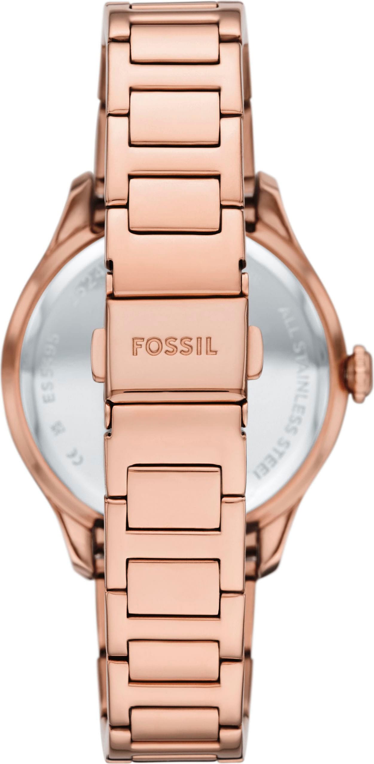 Fossil Quarzuhr »GILMORE«, Armbanduhr, Damenuhr, Edelstahlarmband, analog, Tag