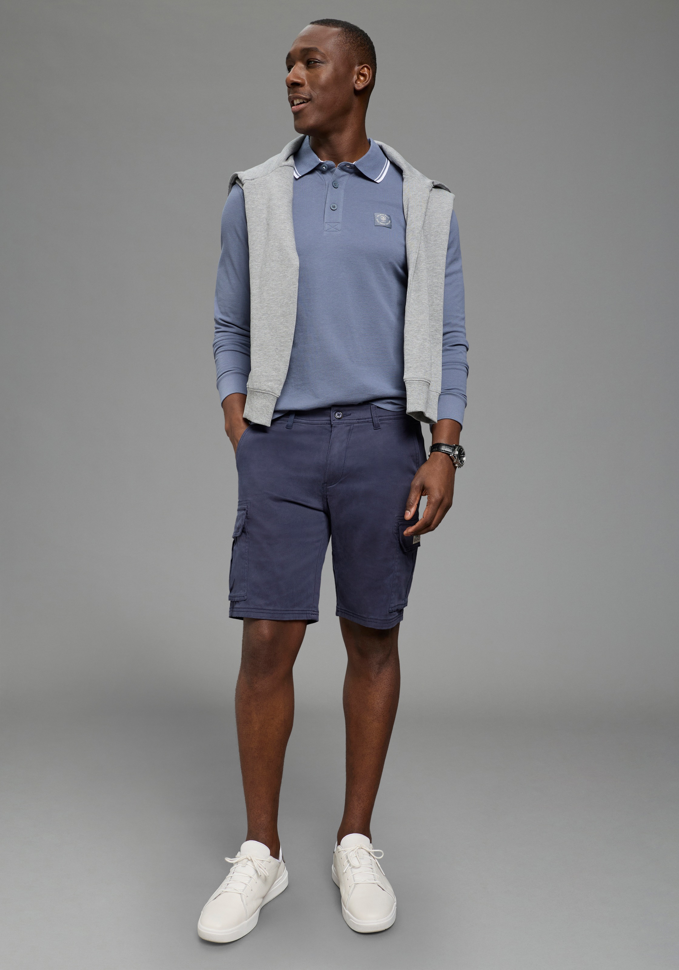 DELMAO Langarm-Poloshirt Grau 5XL 3