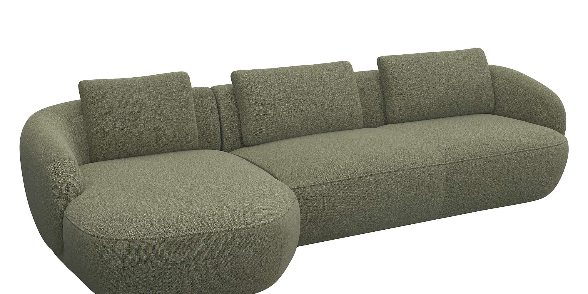 FLEXLUX Wohnlandschaft "Torino, rund, L-Form, Sofa-Ecke mit Recamiere, Long günstig online kaufen