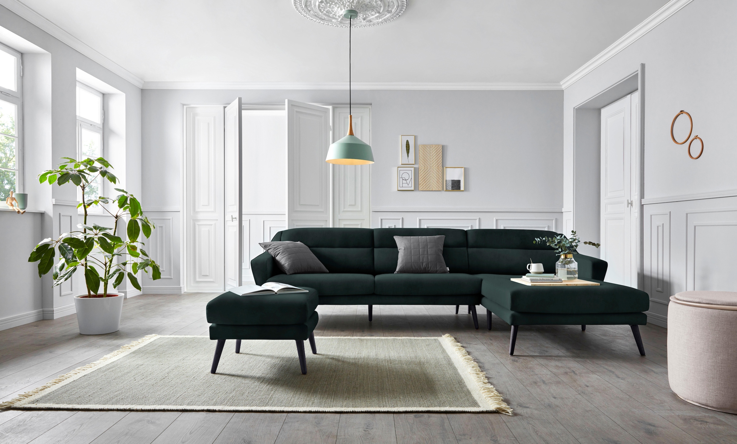 OTTO home Ecksofa "Bille L-Form" mit Naht im Rückenkissen und Beinen aus Ei günstig online kaufen