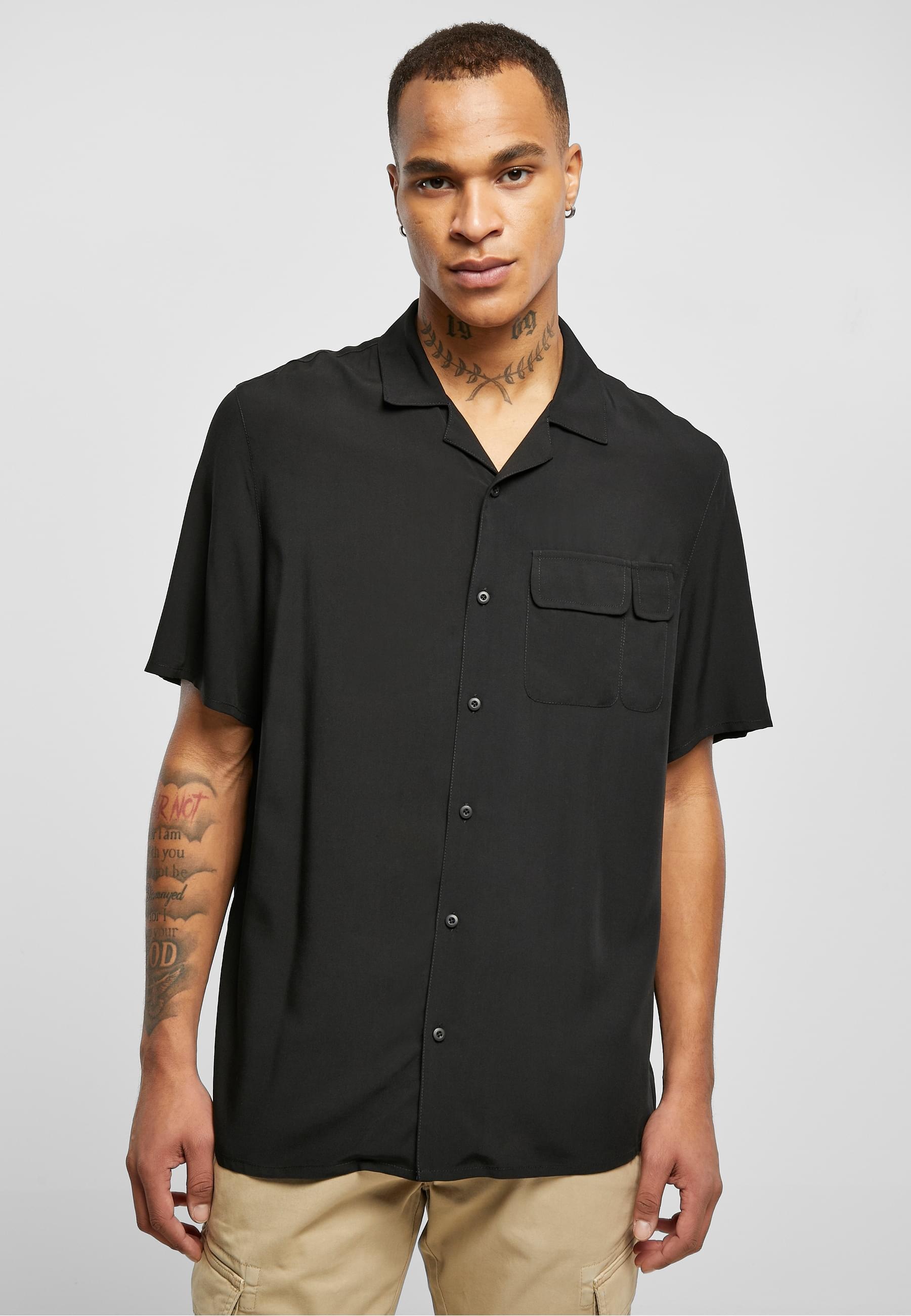 URBAN CLASSICS Langarmhemd »Urban Classics Herren Viscose Camp Shirt«, (1 tlg.)