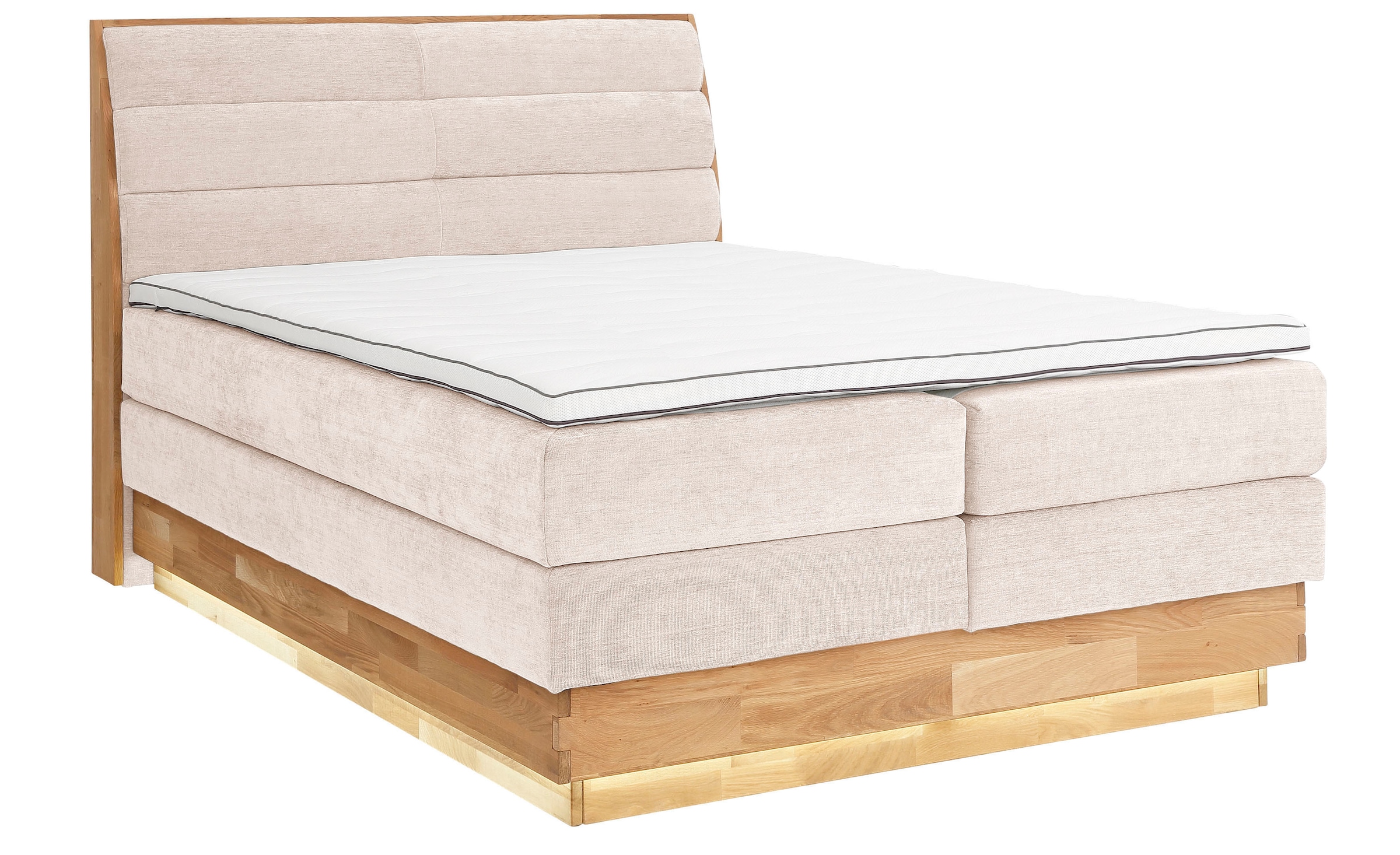 OTTO products Boxspringbett, LED-Beleuchtung, mit zertifizierten, recycelten Bezugsstoffen