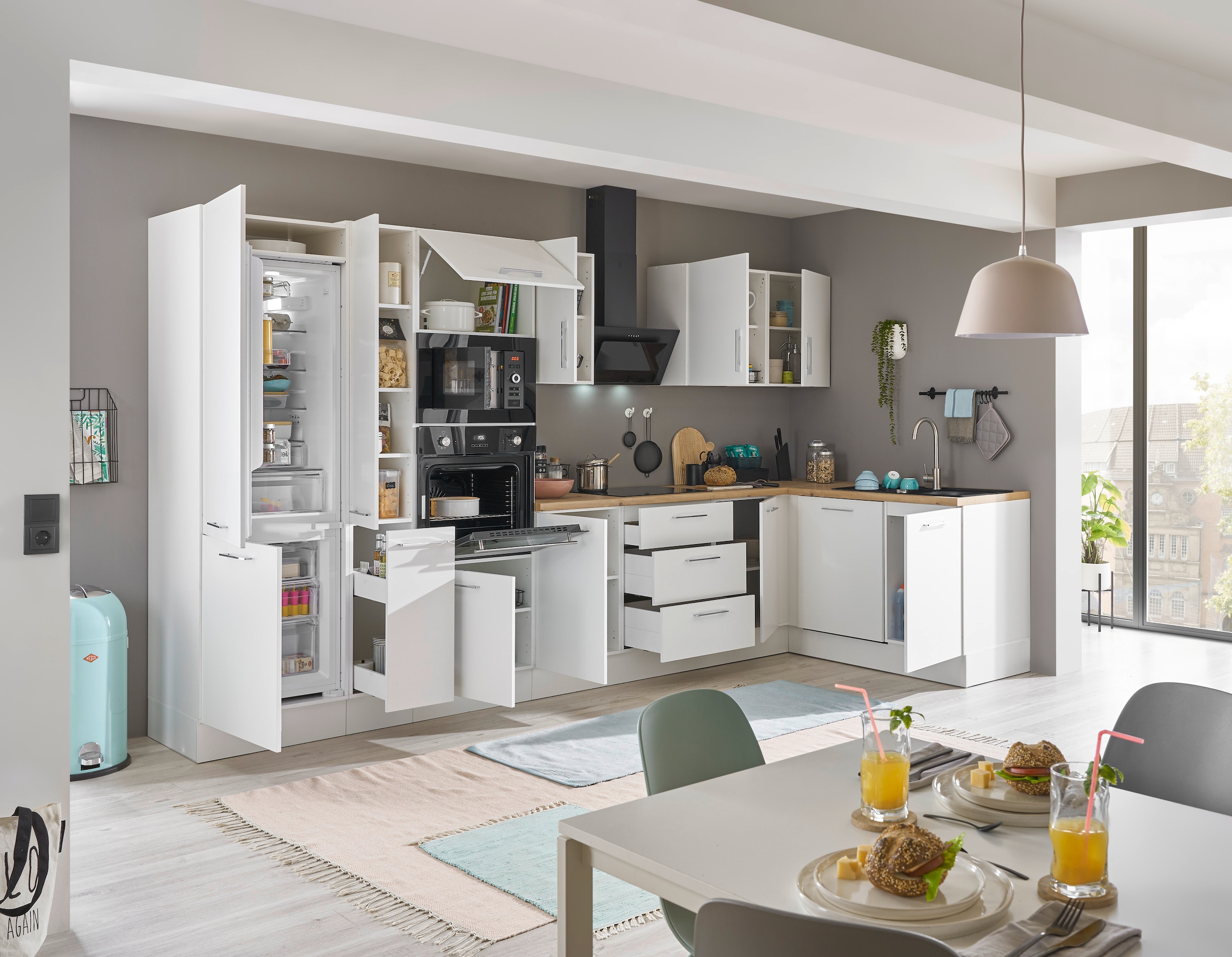 BASIC by Balculina Winkelküche »Turin«, Stellbreite 370x175 cm, wahlweise mit E-Geräten