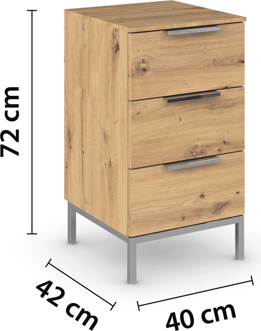 rauch Nachtkommode »Nachttisch Nachtschrank Nachtkonsole FLIPP«, (Breite 40 cm), mit 3 Schubladen und Soft-Close-Funktion