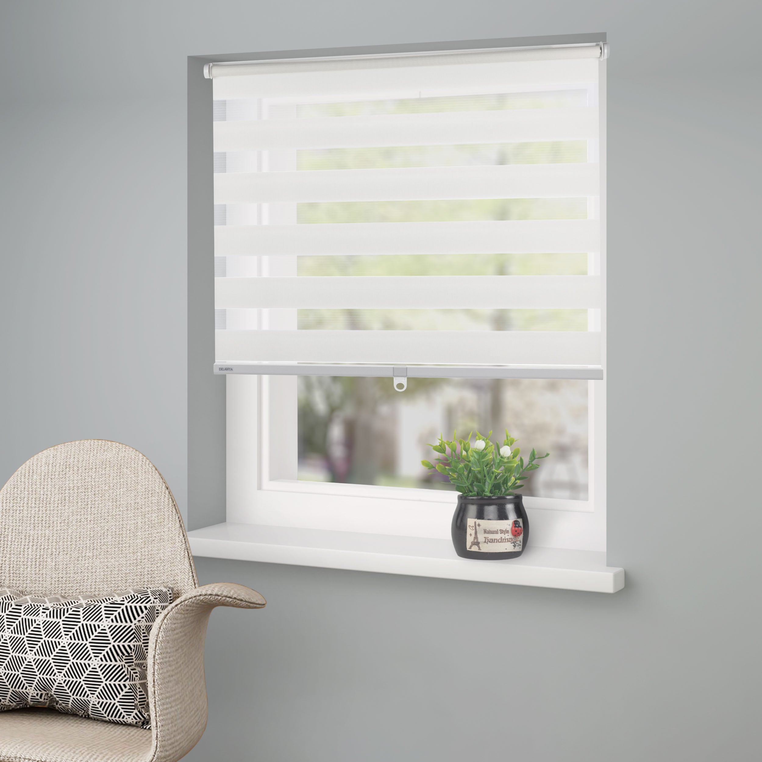 OTTO home Doppelrollo "Jan" Lichtschutz Sichtschutz ohne Bohren freihängend Rollo, Fixmaß, Klemmfix, uni, monochrom, basic, schnurlos