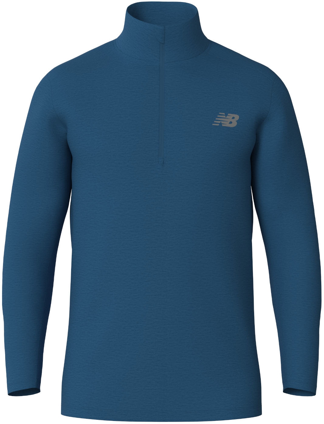 New Balance Laufshirt "Space Dye 1/4 ZipHORELINE BLUE HEATHER", mit Label