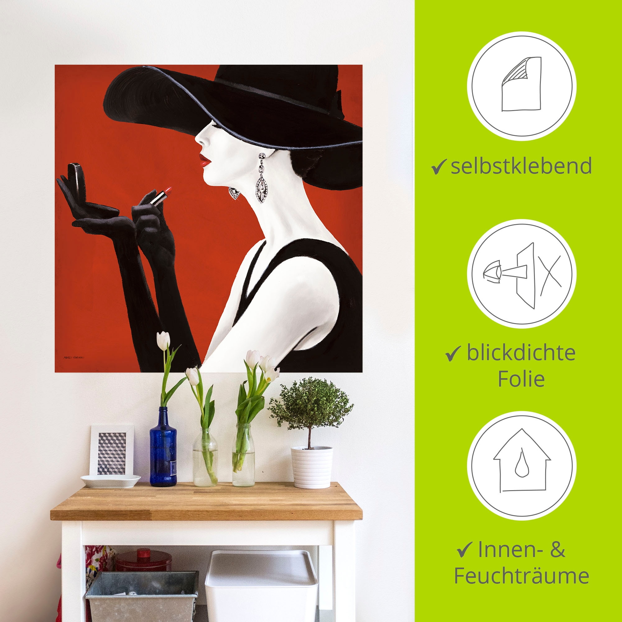 Artland Wandbild »Hut ab II«, Frau, (1 St.), als Leinwandbild, Poster, Wandaufkleber in verschied. Größen