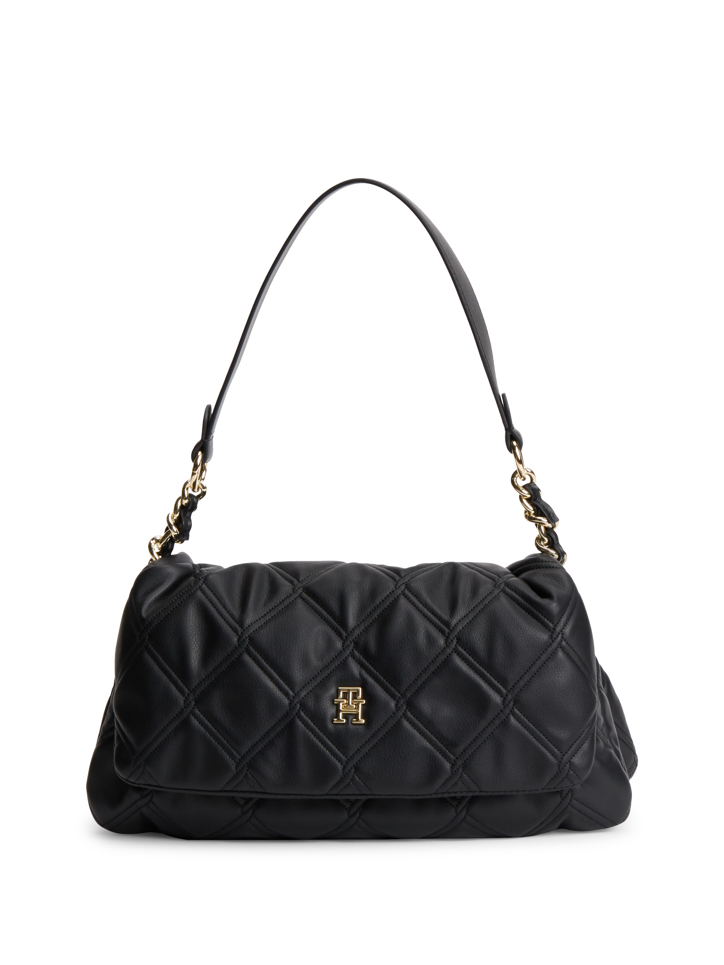 Tommy Hilfiger Schultertasche "TH FEMININE SHOULDER BAG" Damen Umhängetasche, Tragetasche, mit goldfarbener Zierkette