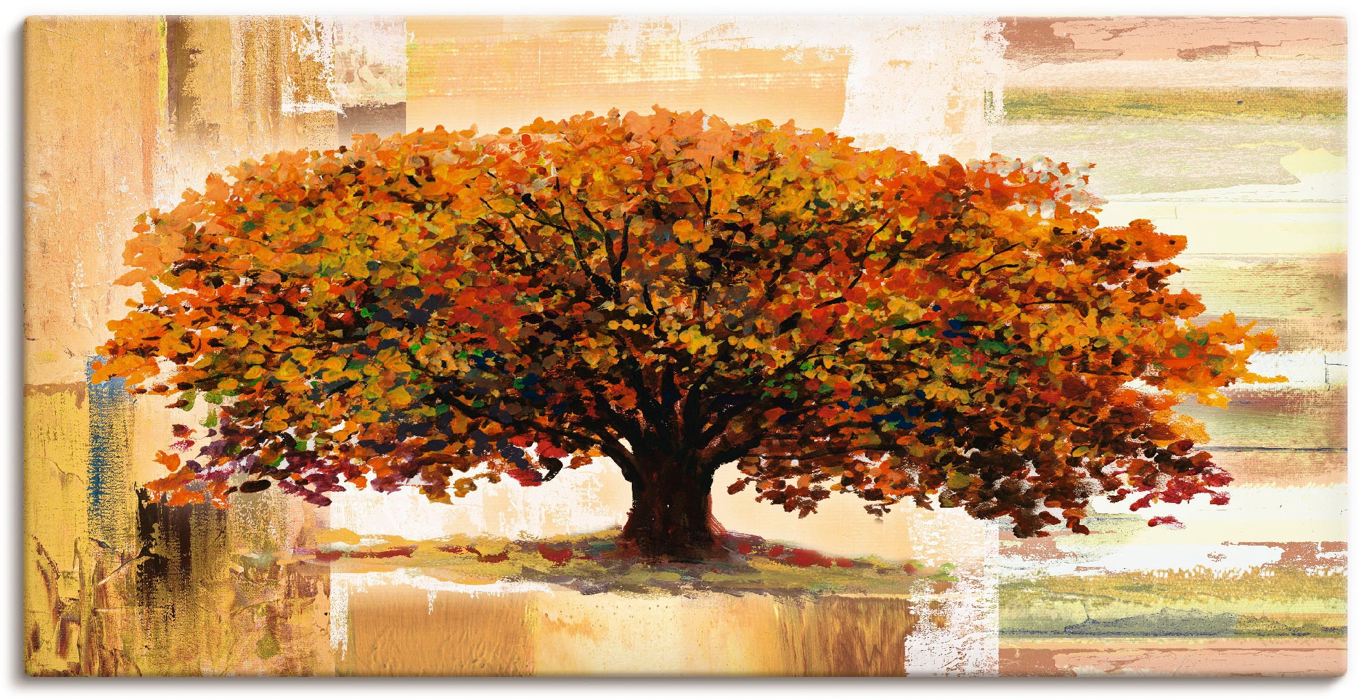 Artland Wandbild »Herbstbaum auf abstraktem Hintergrund«, Bäume, (1 St.),  als Alubild, Leinwandbild, Wandaufkleber oder Poster in versch. Größen  kaufen | BAUR