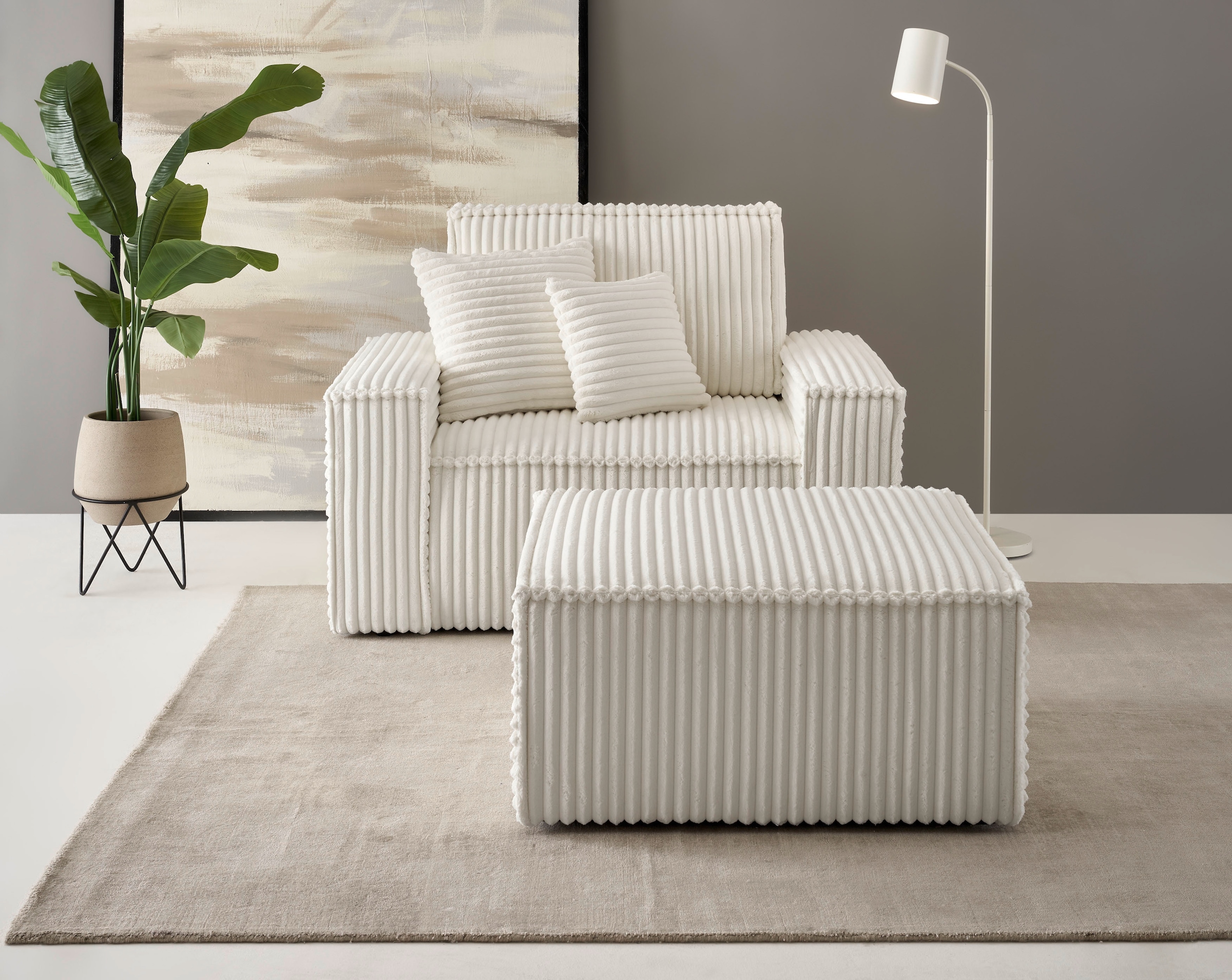 andas Loveseat "FINNLEY, Loveseat & Hocker im Set, trendige Stoffe, inkl. Z günstig online kaufen