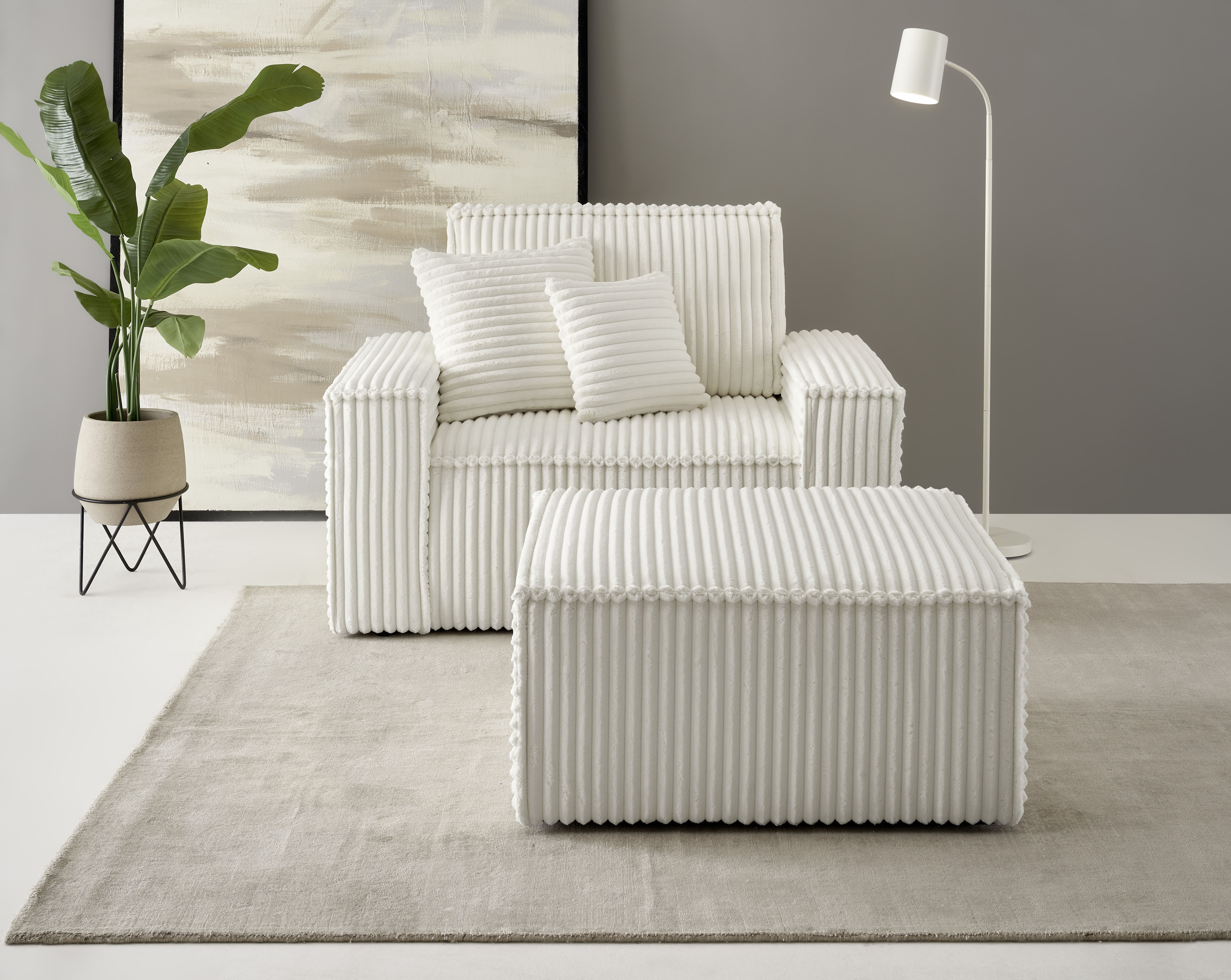 OTTO home Loveseat "FINNLEY Cord, Loveseat & Hocker im Set" 2 Stk. tlg. verfügbar in den Stoffqualitäten Bouclé, Struktur fein und Mega Cord