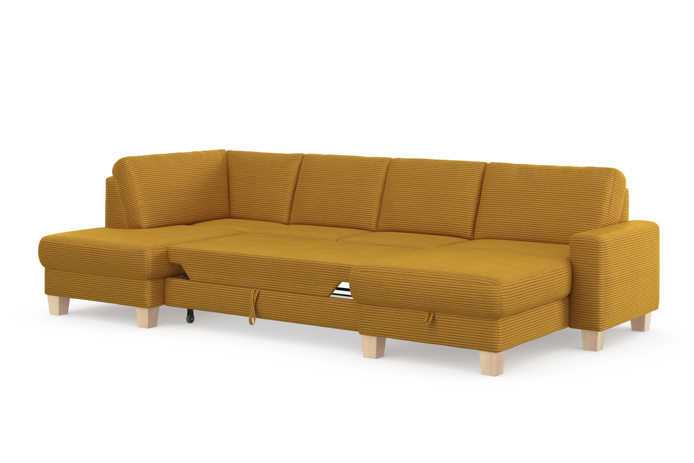 Home affaire Wohnlandschaft »Summer U-Form«, mit oder ohne Bettfunktion und Bettkasten, Cord-Bezug