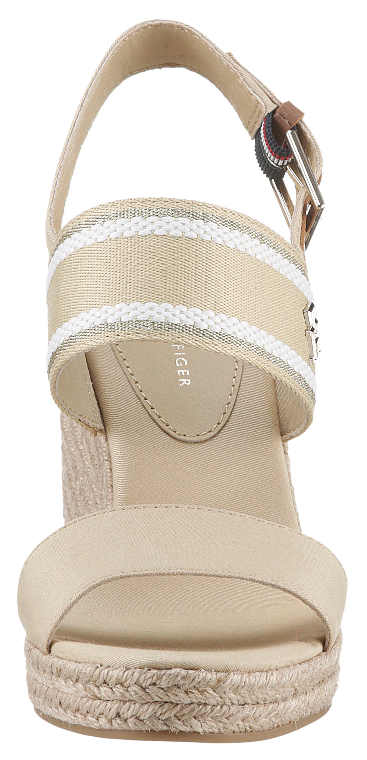 Tommy Hilfiger Keilsandalette »WEBBING HIGH WEDGE SANDAL«, Sommerschuh, Sandale, Keilabsatz, mit seitlichem TH-Label