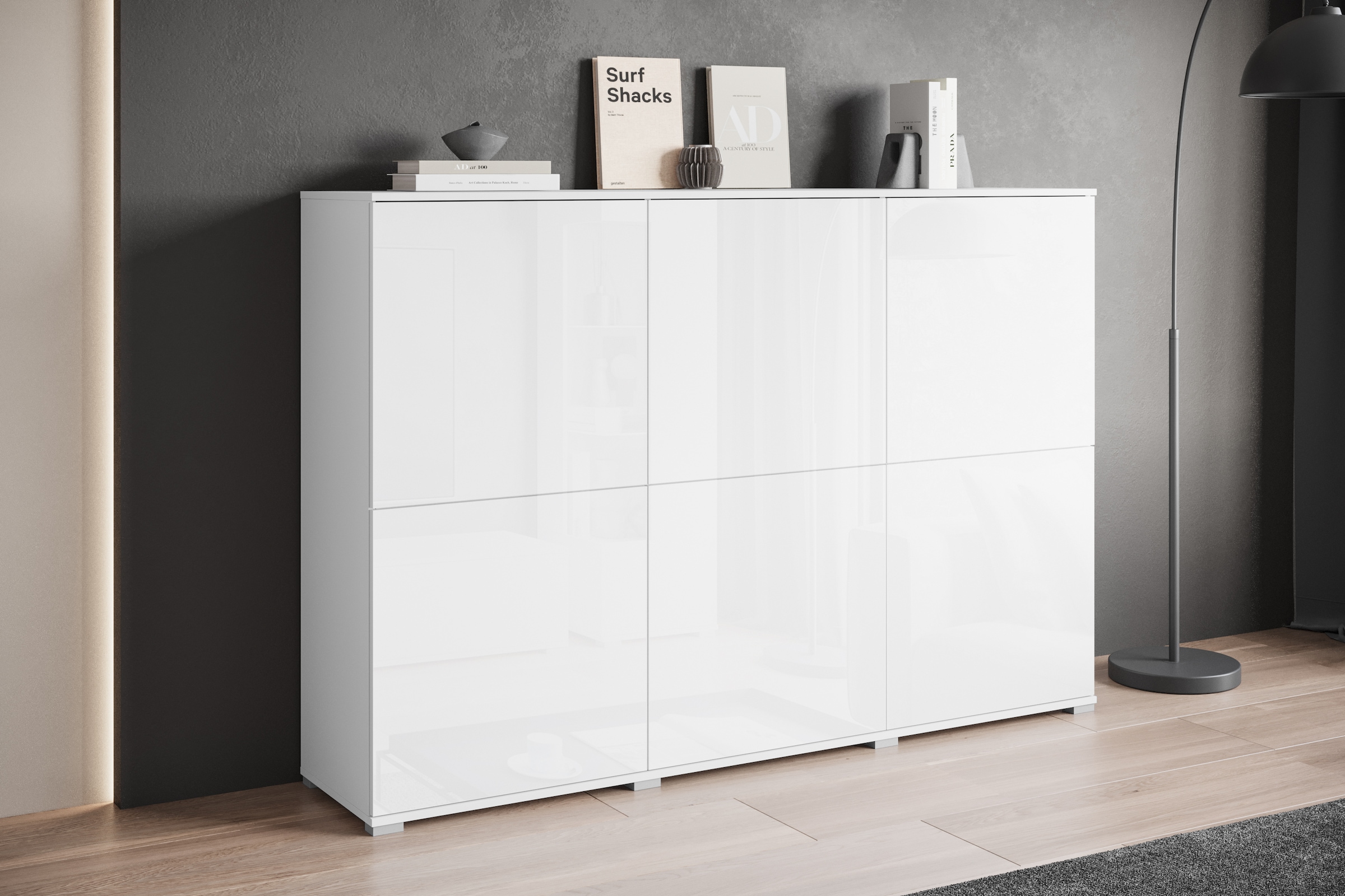 INOSIGN Highboard »Kenia, moderne grifflose Hochkommode mit 6 Türen, Breite 180 cm«, (1 St.), Push-to-Open-Fronten, höhenverstellbaren Einlegeböden