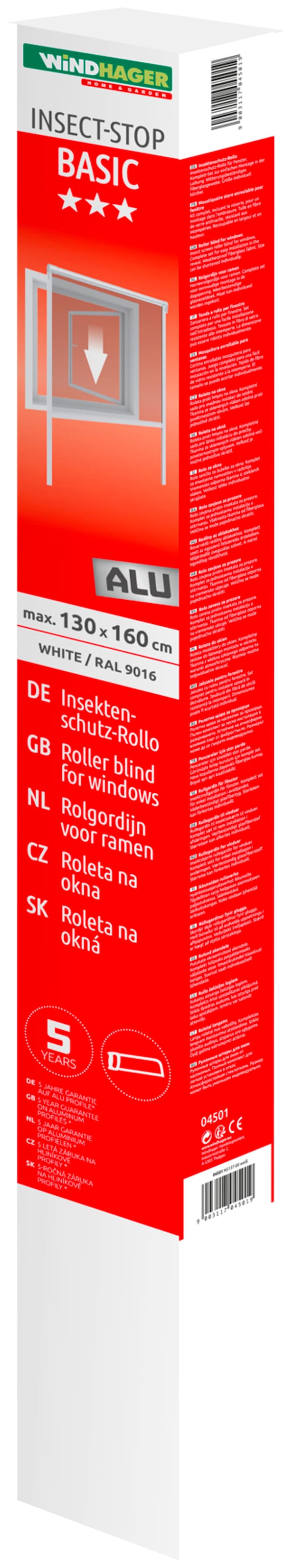 Windhager Insektenschutz-Fensterrahmen »Rollo Basic«, BxH: 130x160 cm, kürzbar, inkl. Befestigungsmaterial